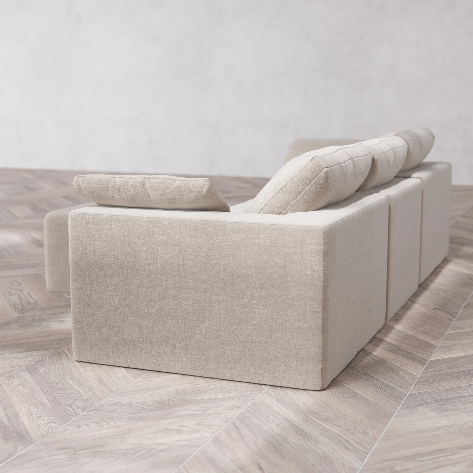 Modular Washable 3-Seater Cloud Sofa + Ottoman | Satin Velvet in Caraway - Image 6