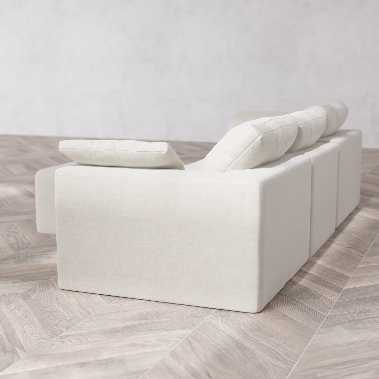 Modular Washable 3-Seater Cloud Sofa + Ottoman | Satin Velvet in Cashew - Image 6