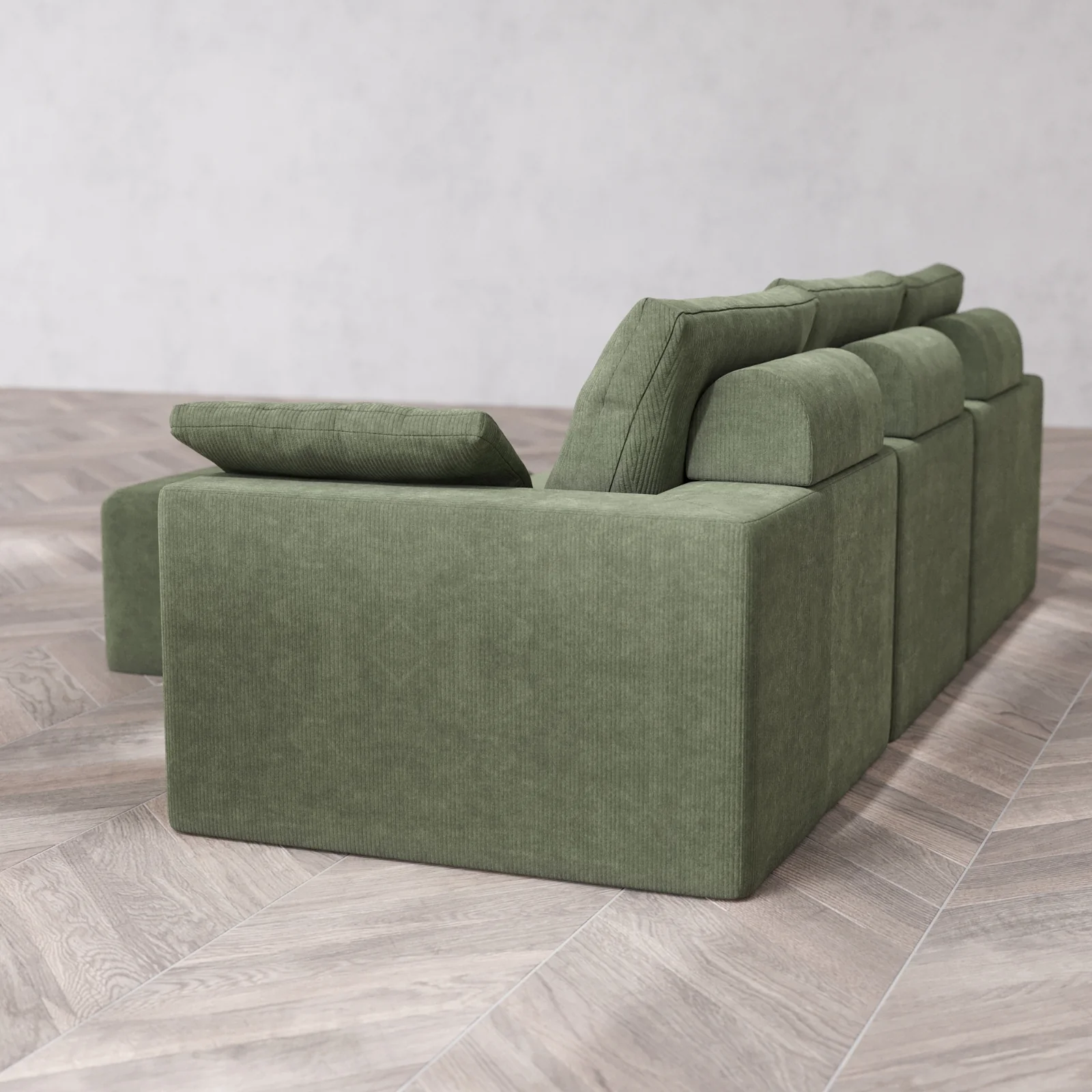 Modular Washable 3-Seater Cloud + Bolster Sofa + Ottoman | Luxe Corduroy in Juniper - Image 6