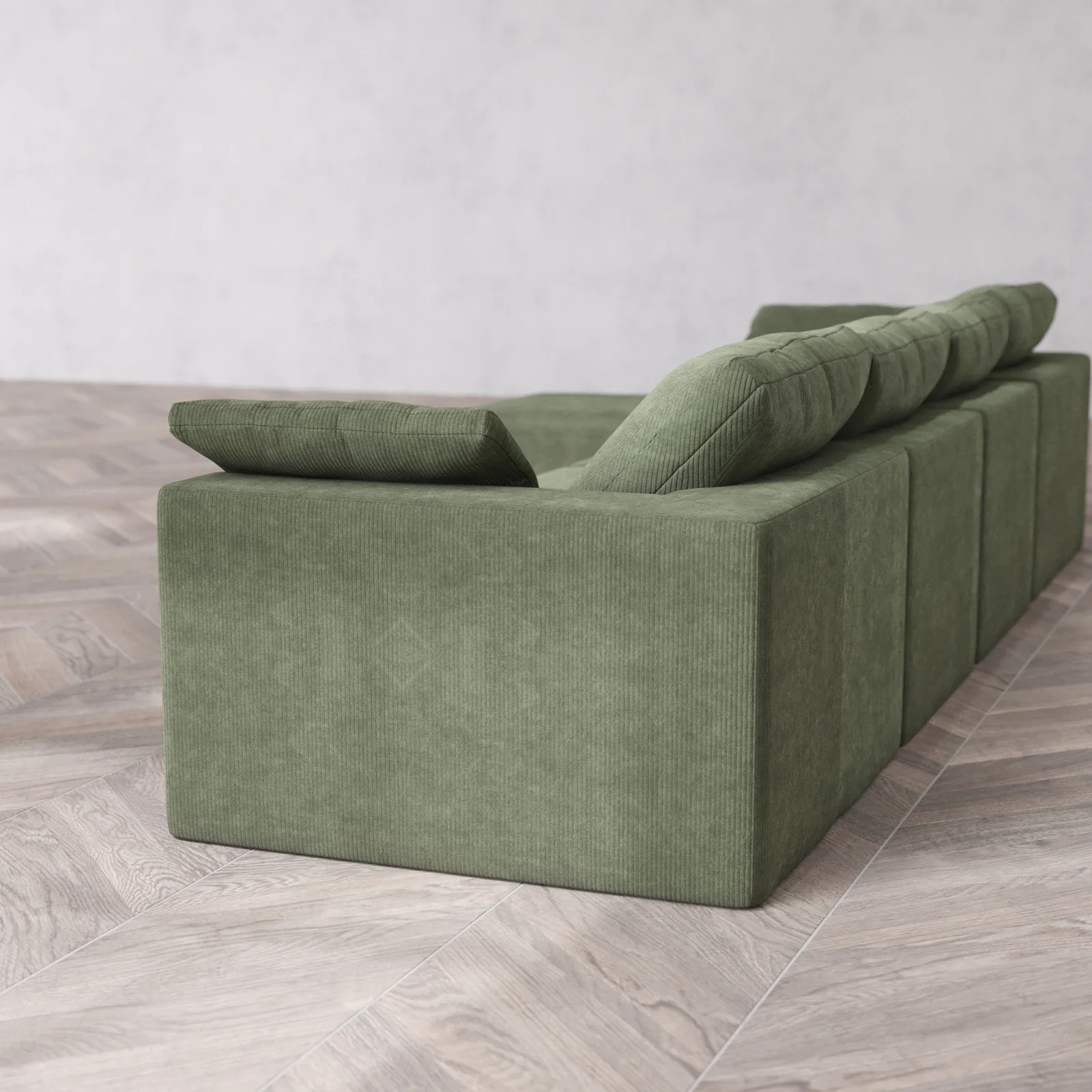 Modular Washable 4-Seater Chaise Sectional Cloud Sofa | Luxe Corduroy in Juniper - Image 6