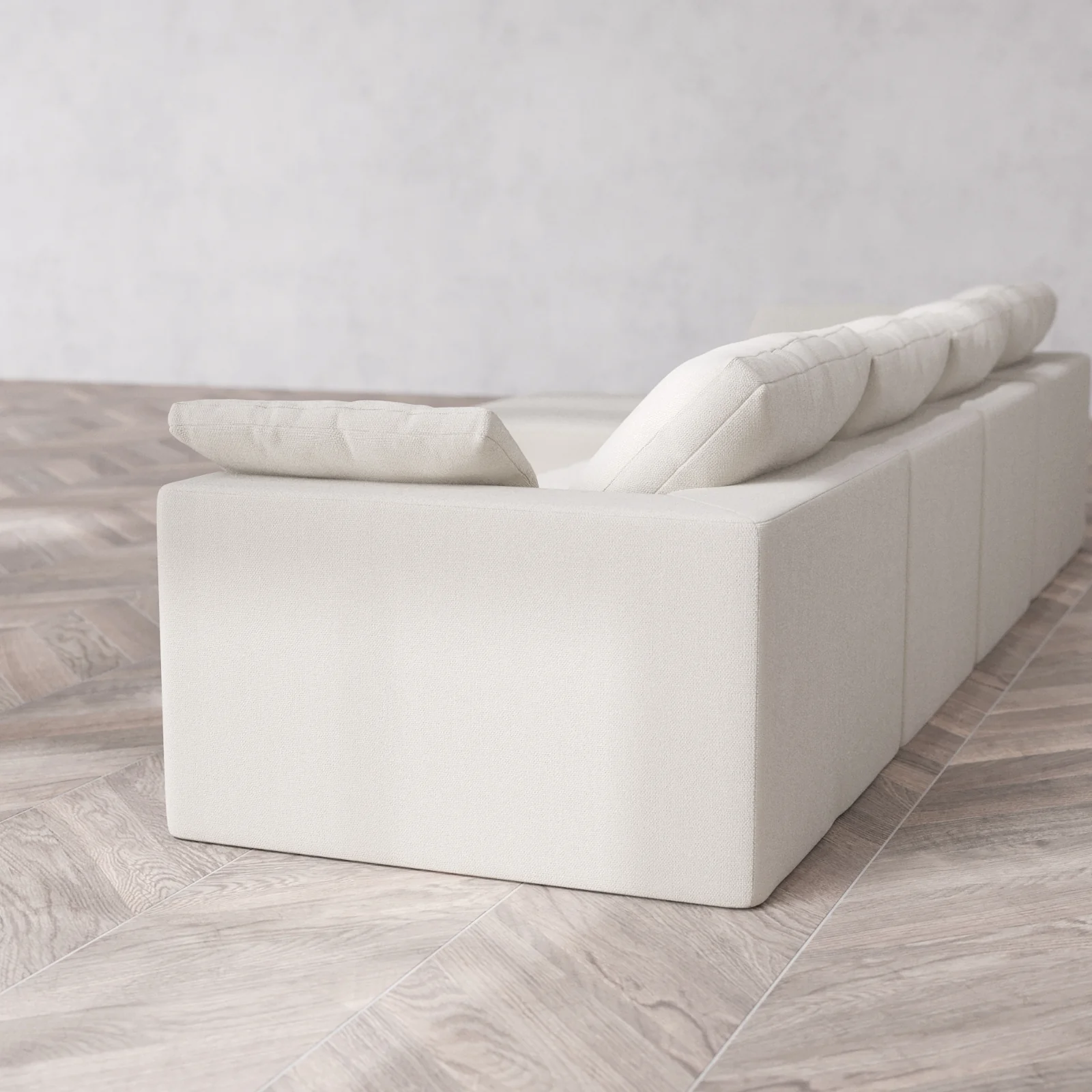 Modular Washable 4-Seater Chaise Sectional Cloud Sofa | Lux Weave in Pearl - Image 6