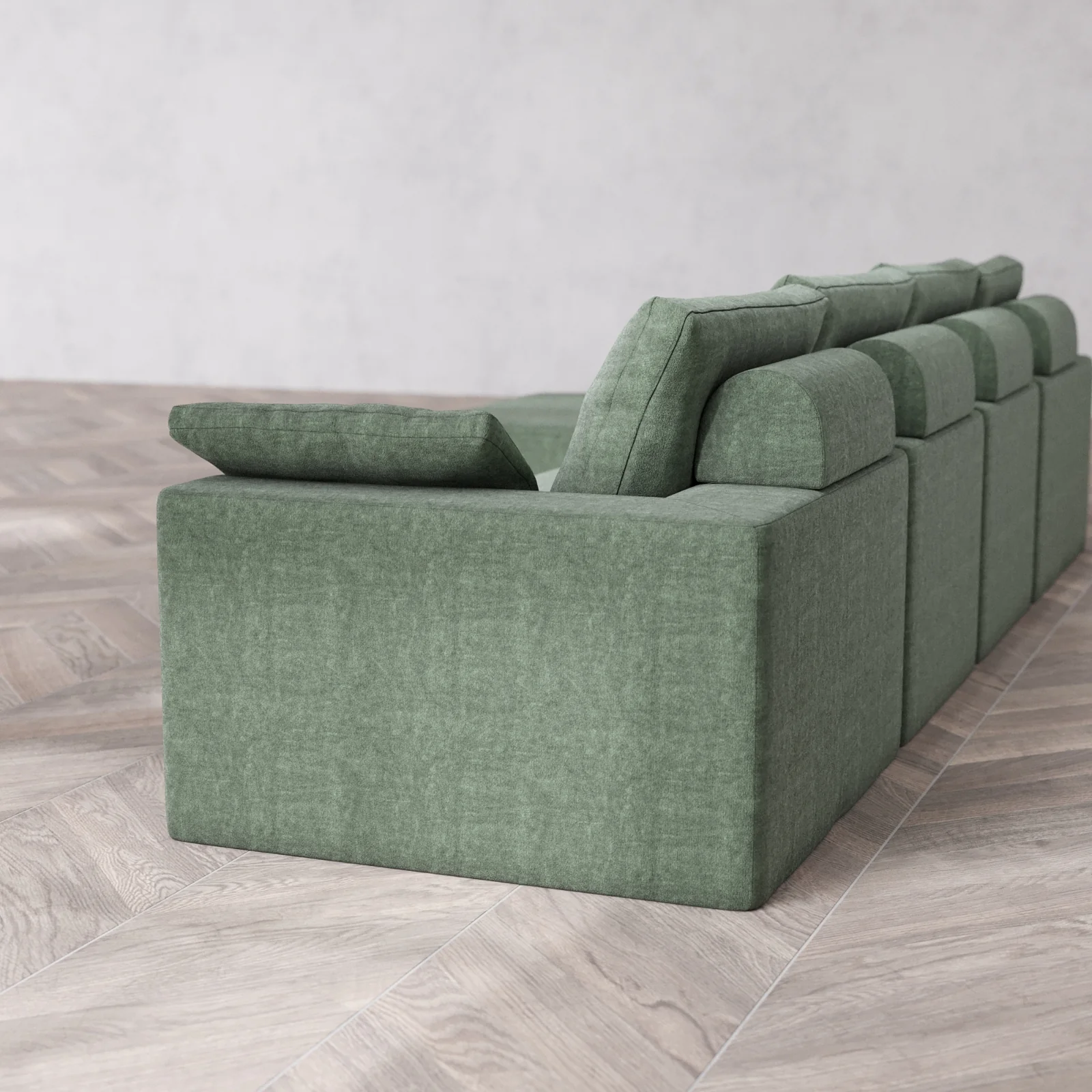 Modular Washable 4-Seater Chaise Sectional Cloud + Bolster Sofa | Heirloom Velvet in Sage - Image 6