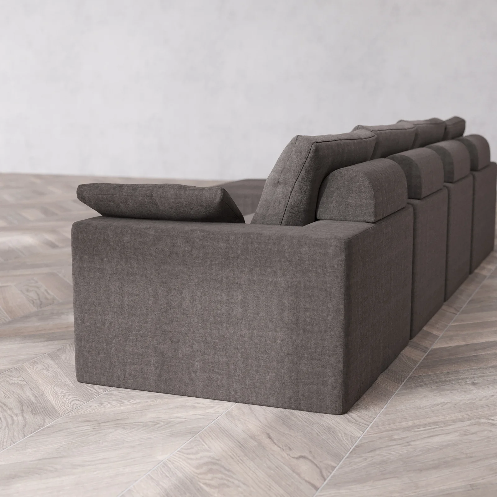 Modular Washable 4-Seater Chaise Sectional Cloud + Bolster Sofa | Heirloom Velvet in Truffle - Image 6