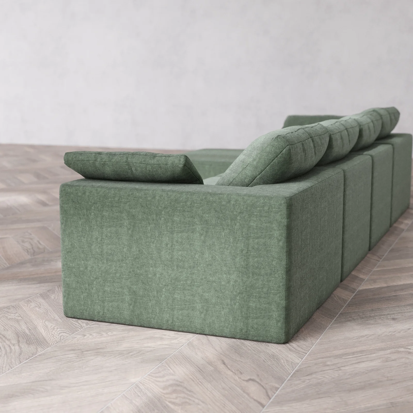 Modular Washable 4-Seater Chaise Sectional Cloud Sofa | Heirloom Velvet in Sage - Image 6