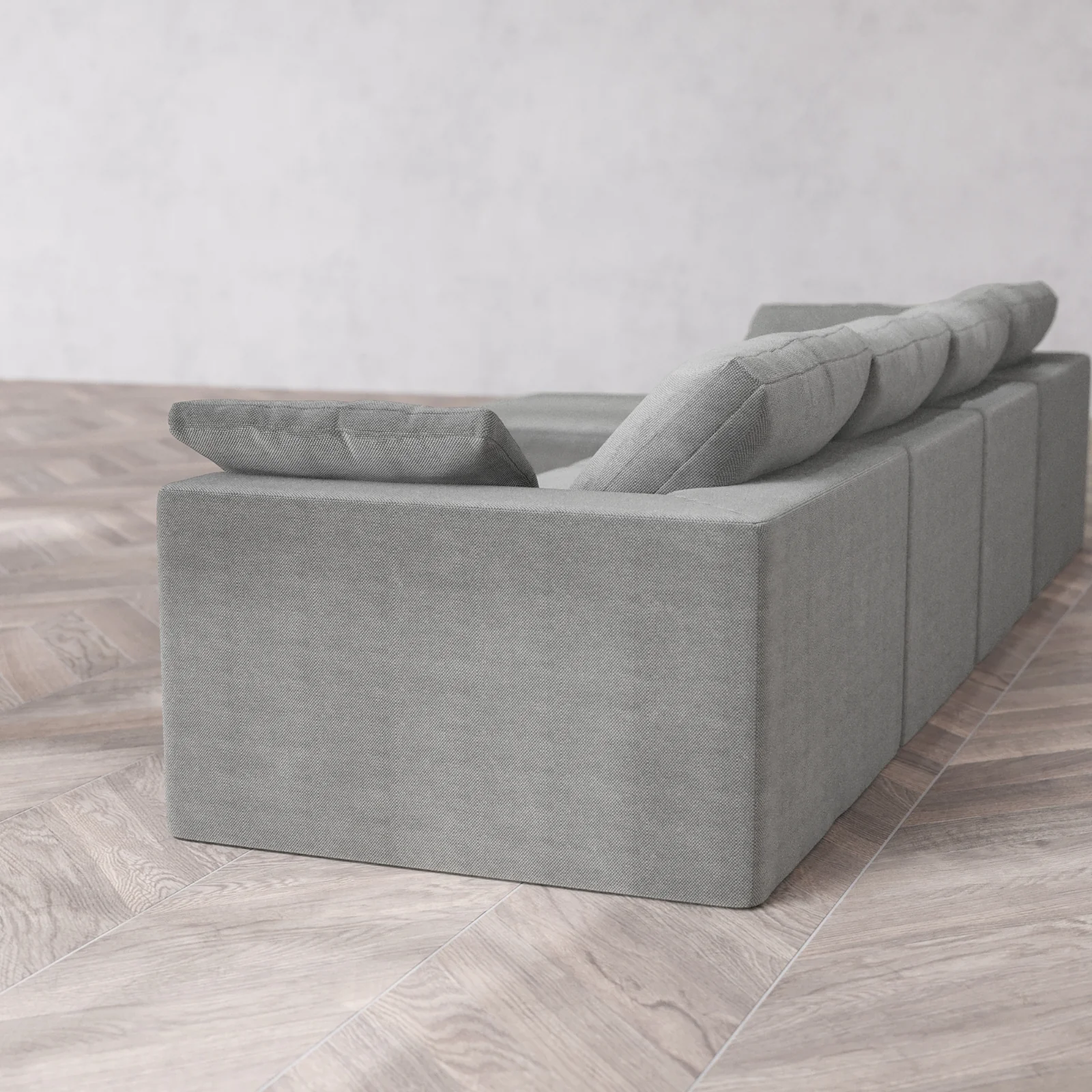 Modular Washable 4-Seater Chaise Sectional Cloud Sofa | Lux Weave in Slate - Image 6