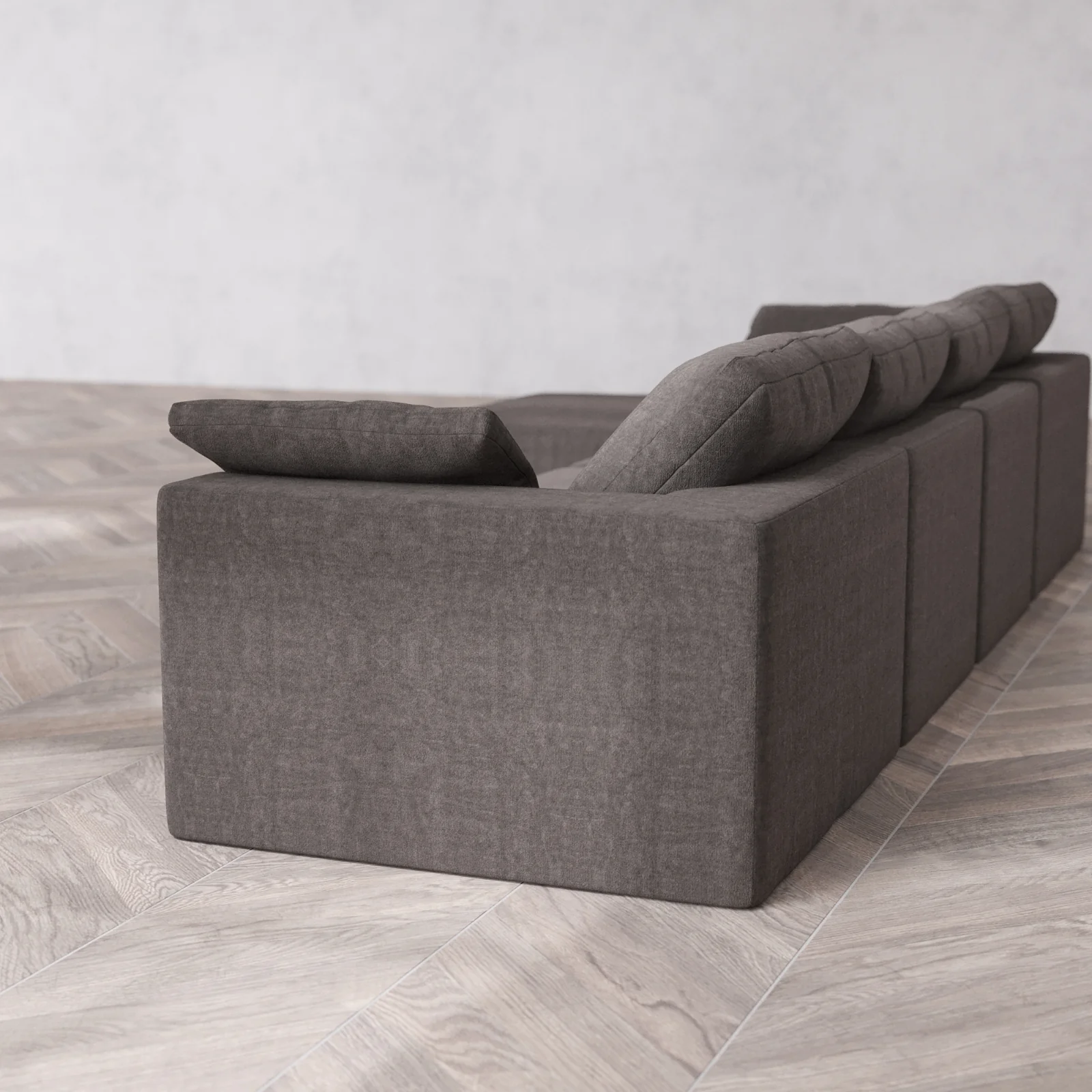 Modular Washable 4-Seater Chaise Sectional Cloud Sofa | Heirloom Velvet in Truffle - Image 6