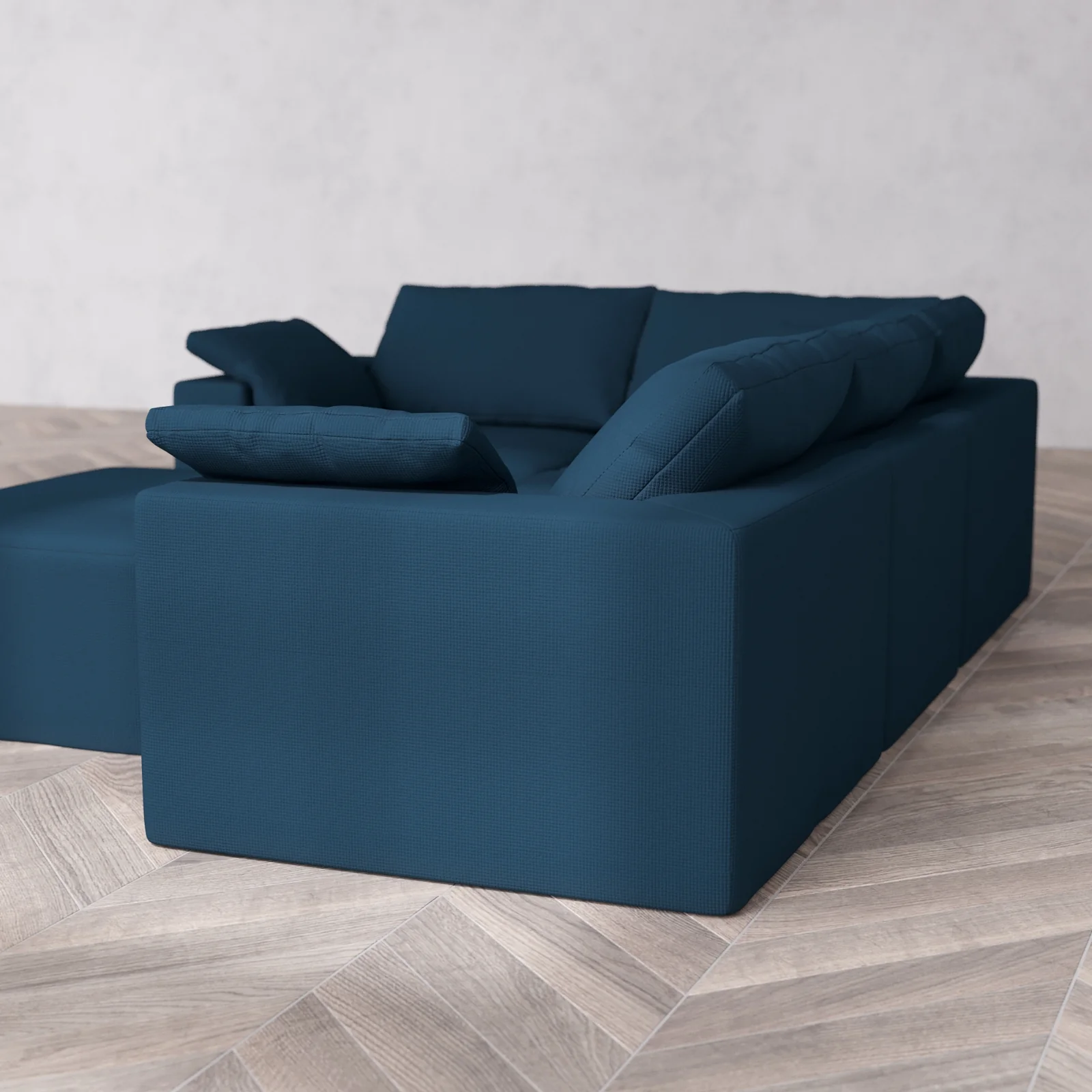 Modular Washable 4-Seater Corner Sectional + Chaise Ottoman Cloud Sofa | Arden Weave in Lazuli - Image 6