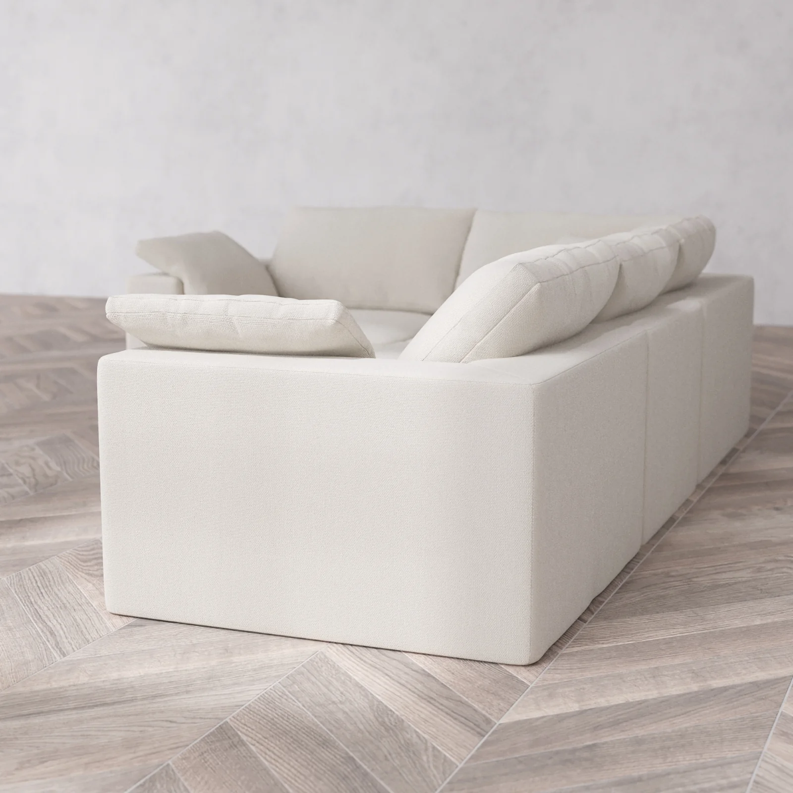 Modular Washable 4-Seater Corner Sectional Cloud Sofa | Lux Weave in Pearl - Image 6