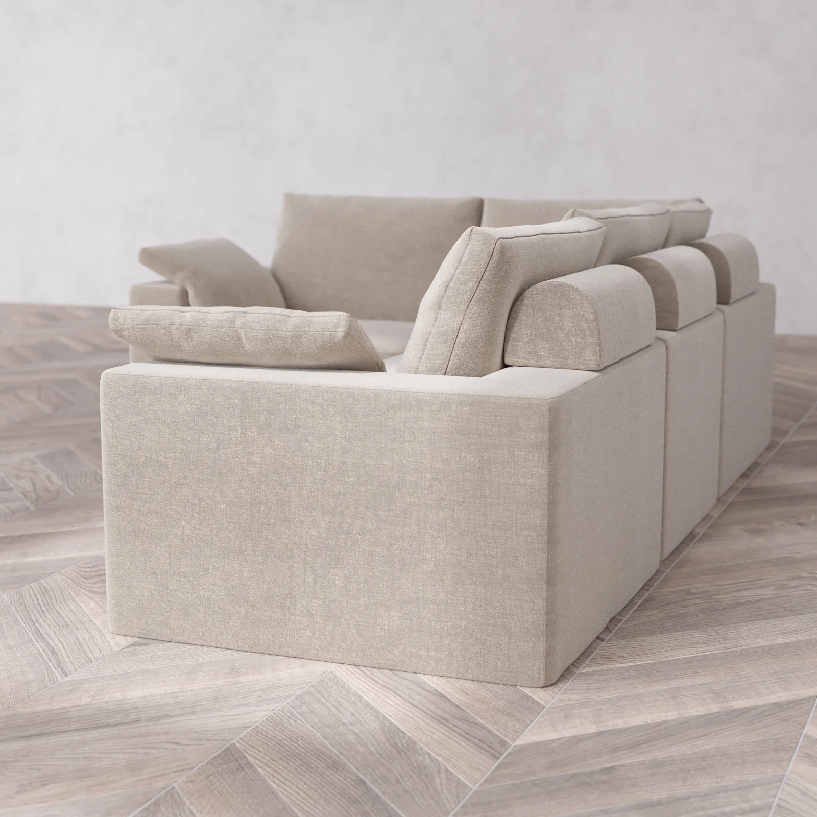 Modular Washable 4-Seater Corner Sectional Cloud + Bolster Sofa | Satin Velvet in Caraway - Image 6