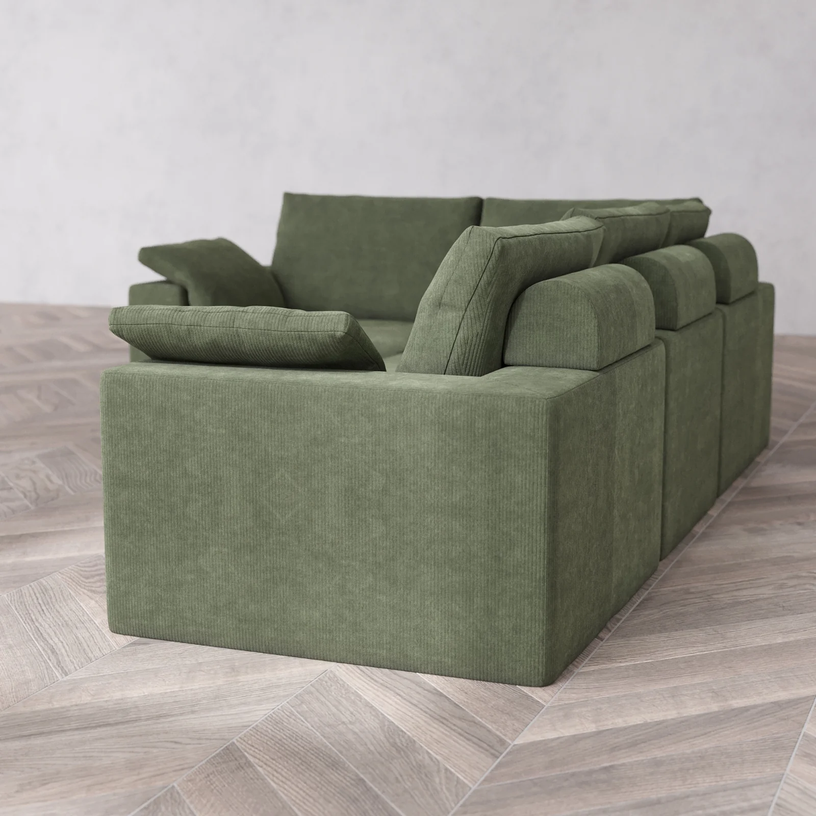 Modular Washable 4-Seater Corner Sectional Cloud + Bolster Sofa | Luxe Corduroy in Juniper - Image 6