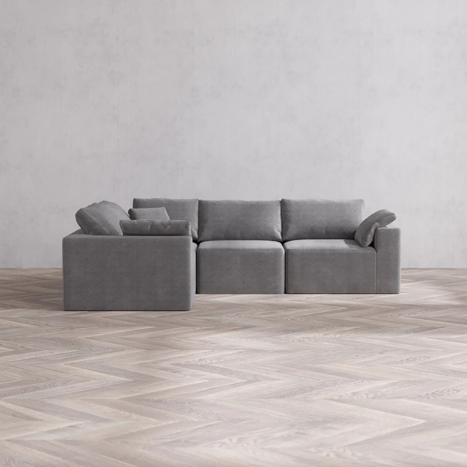 Modular Washable 4-Seater Corner Sectional Cloud Sofa | Lux Weave in Slate