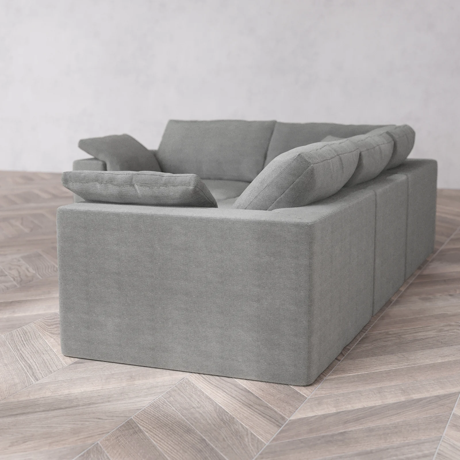 Modular Washable 4-Seater Corner Sectional Cloud Sofa | Lux Weave in Slate - Image 6