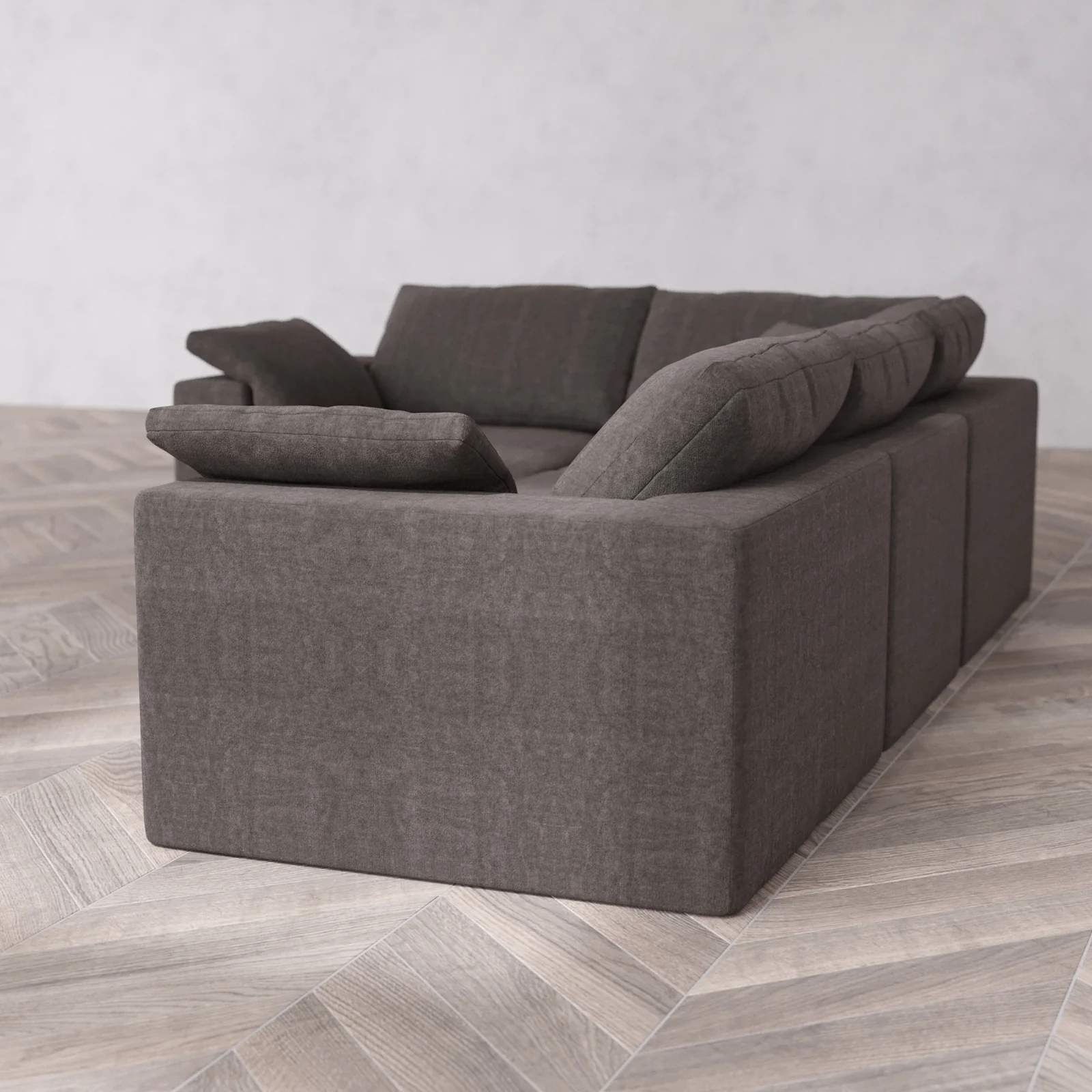 Modular Washable 4-Seater Corner Sectional Cloud Sofa | Heirloom Velvet in Truffle - Image 6
