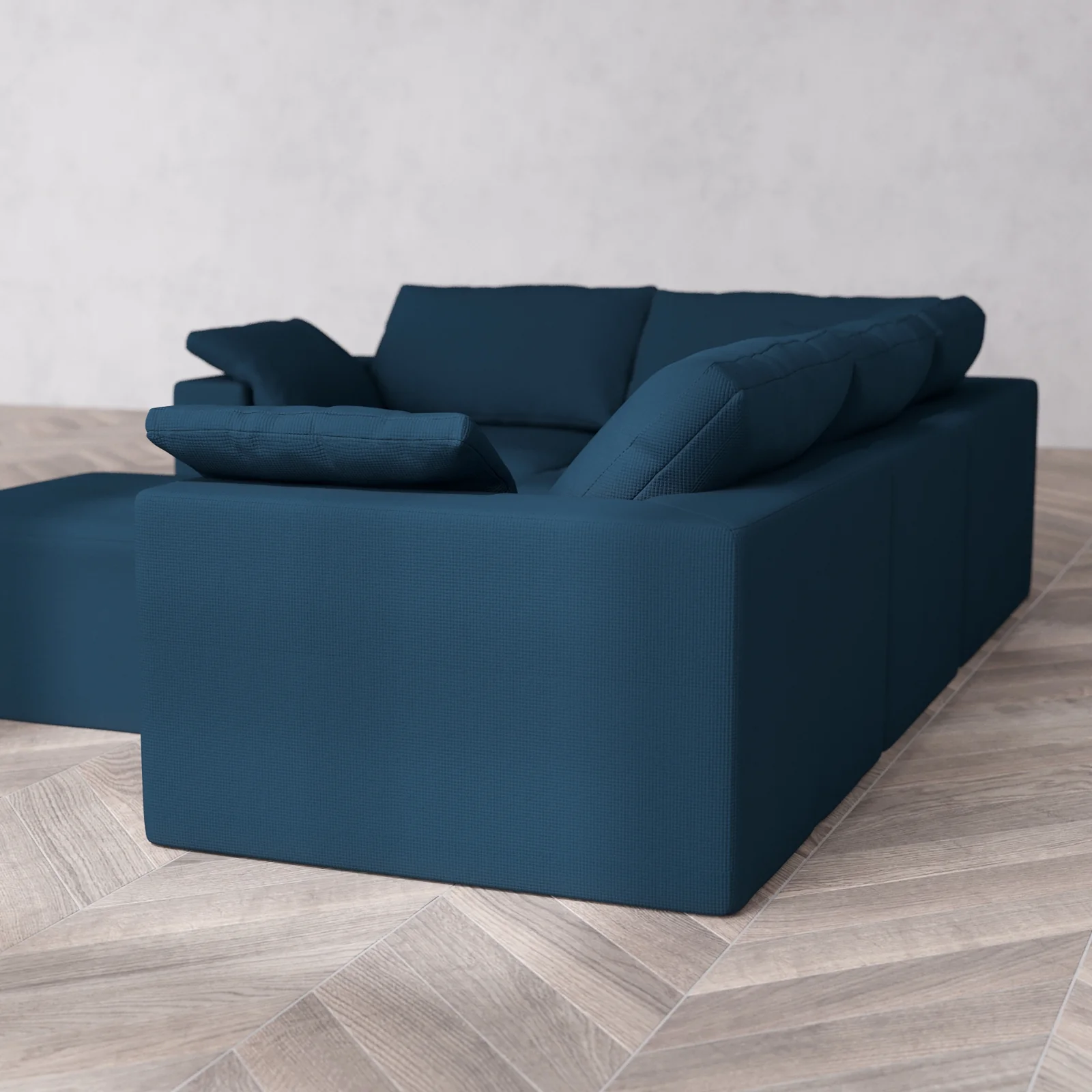 Modular Washable 4-Seater Corner Sectional + Ottoman Cloud Sofa | Arden Weave in Lazuli - Image 6