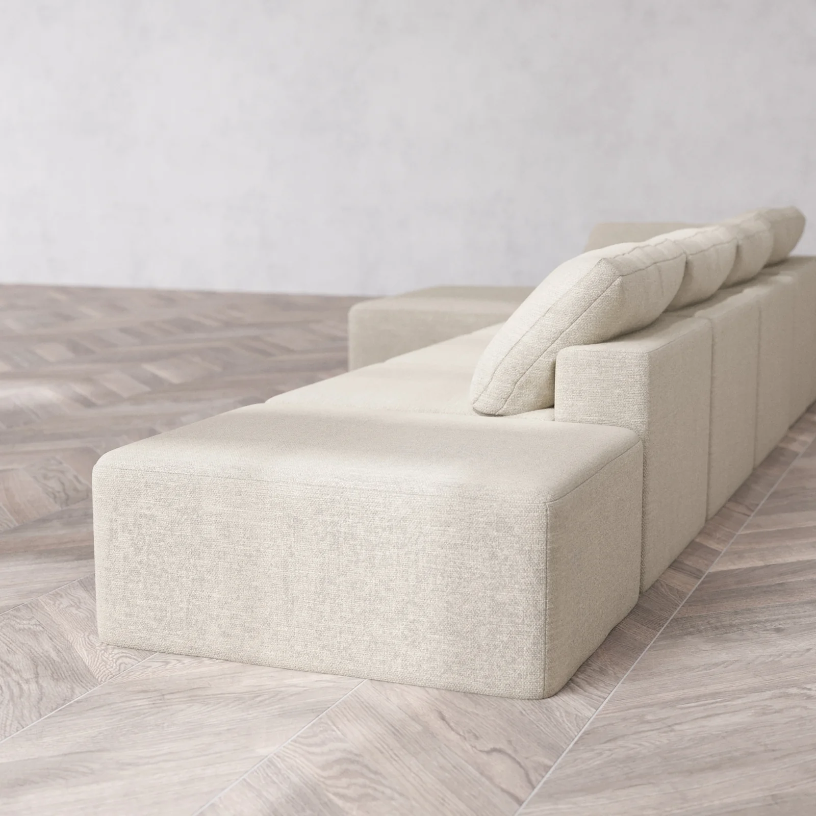 Modular Washable 4-Seater Open End Chaise Sectional Cloud Sofa | Left-Facing Arm | Plush Twill in Sandstone - Image 6