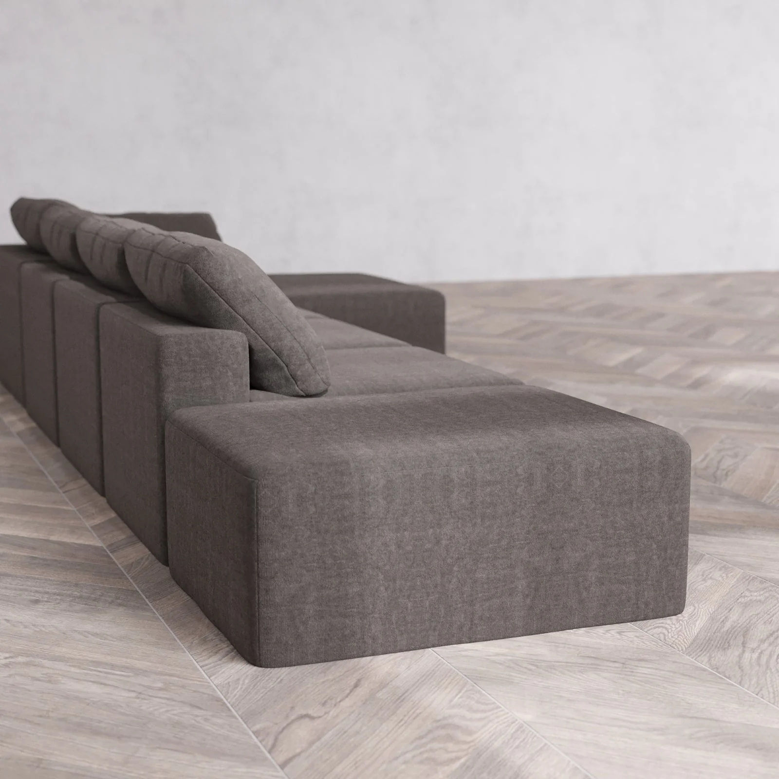 Modular Washable 4-Seater Open End Chaise Sectional Cloud Sofa | Right-Facing Arm | Heirloom Velvet in Truffle - Image 6