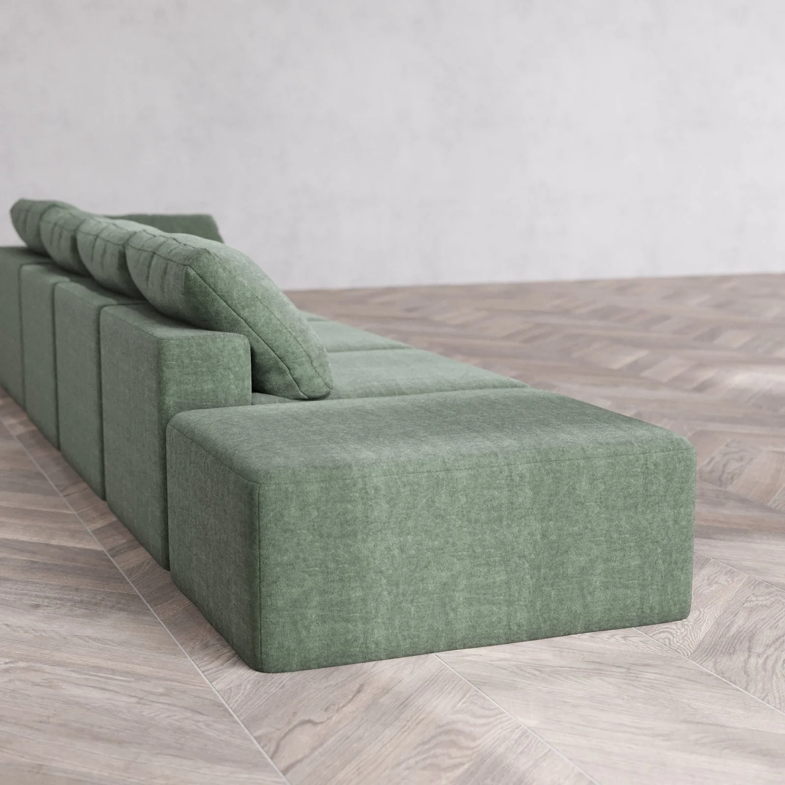 Modular Washable 4-Seater Open End Cloud Sofa | Right-Facing Arm | Heirloom Velvet in Sage - Image 6