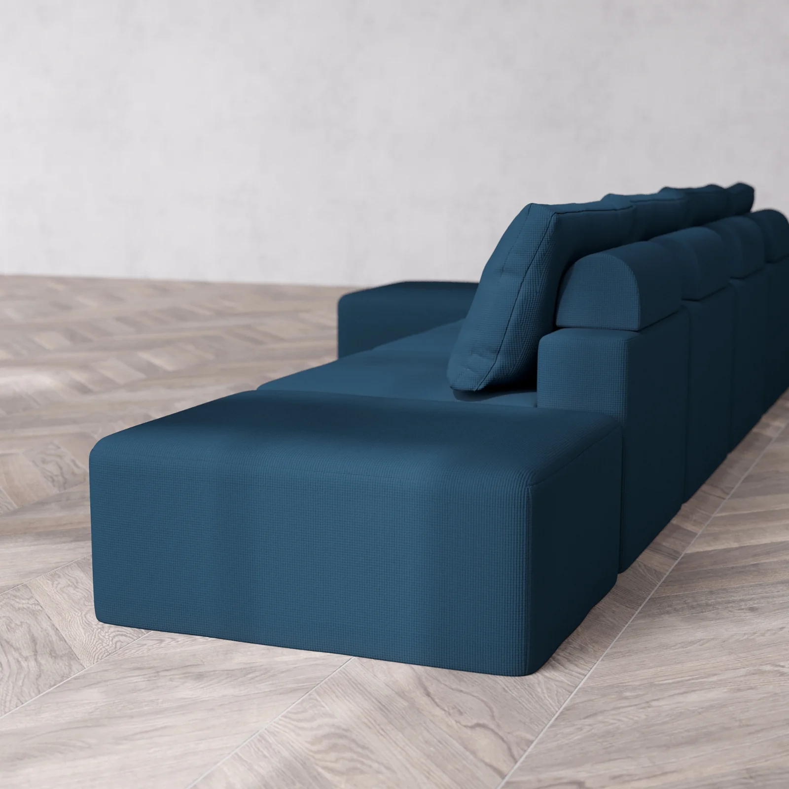 Modular Washable 4-Seater Open End Sectional Cloud + Bolster Sofa | Left-Facing Arm | Arden Weave in Lazuli - Image 6