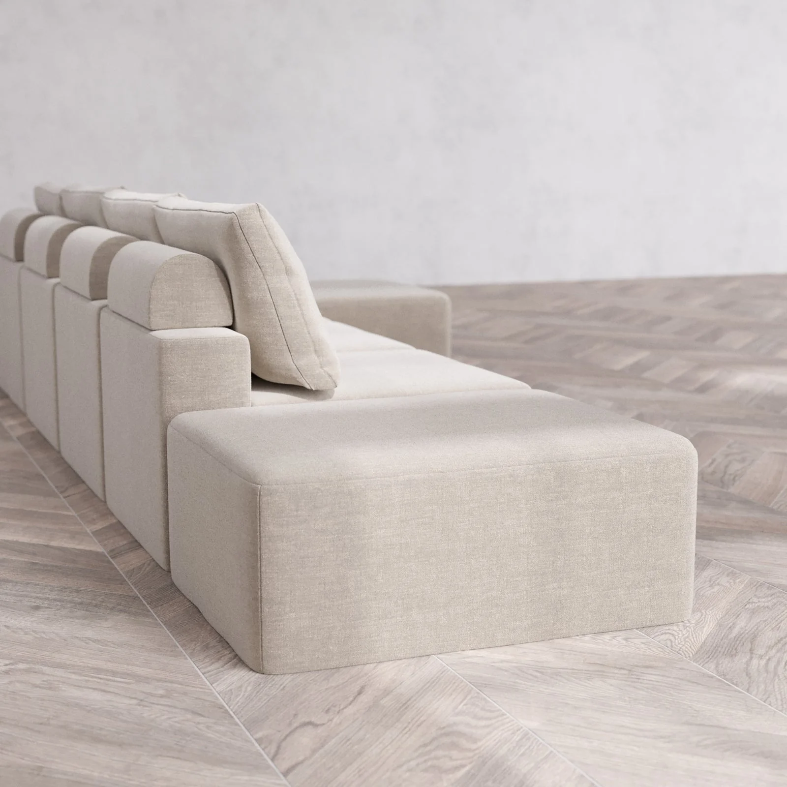 Modular Washable 4-Seater Open End Sectional Cloud + Bolster Sofa | Right-Facing Arm | Satin Velvet in Caraway - Image 6