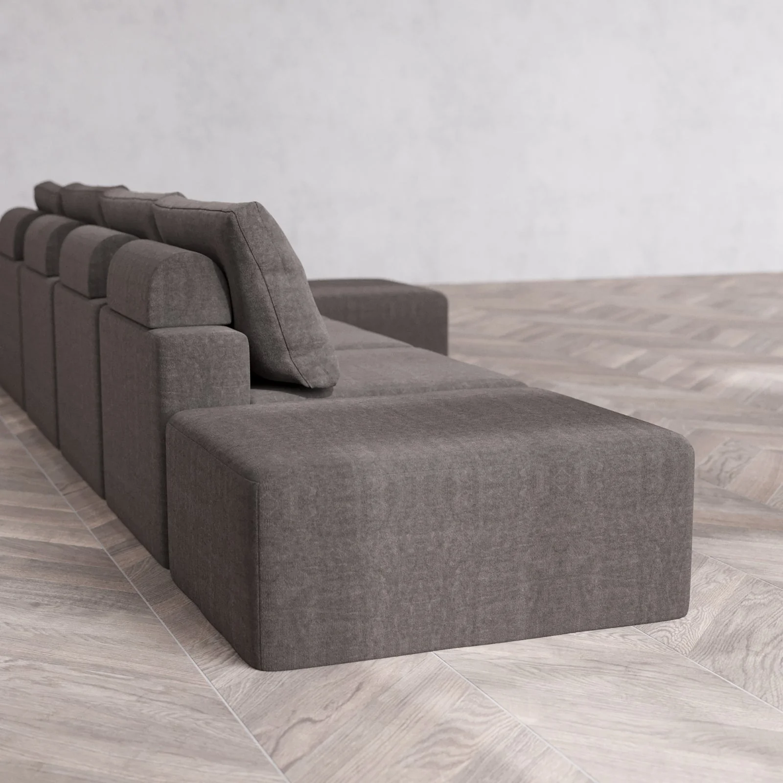 Modular Washable 4-Seater Open End Sectional Cloud + Bolster Sofa | Right-Facing Arm | Heirloom Velvet in Truffle - Image 6