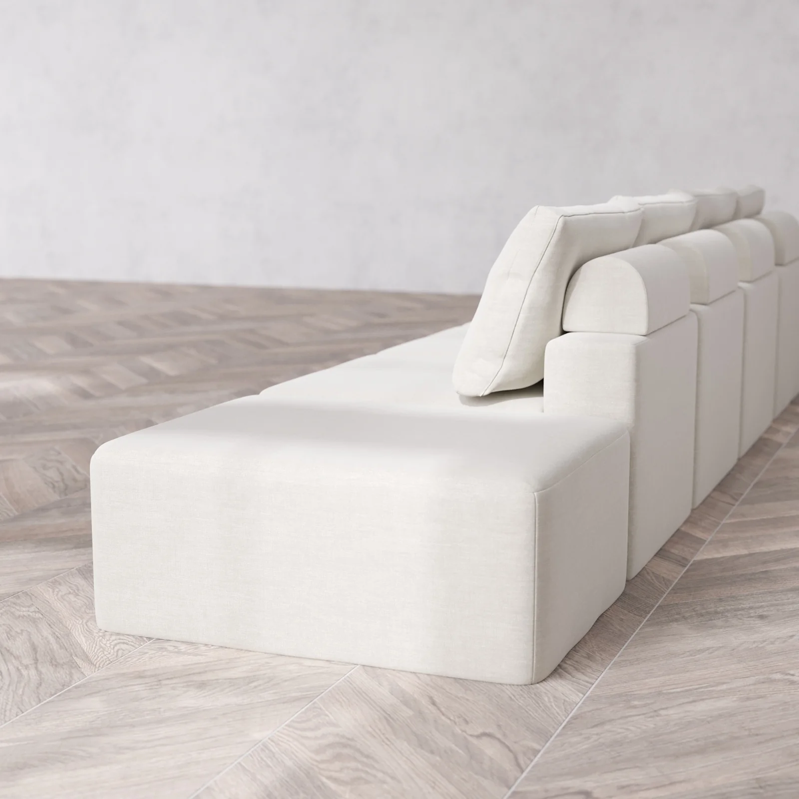 Modular Washable 4-Seater Open End Cloud + Bolster Sofa | Left-Facing Arm | Satin Velvet in Cashew - Image 6