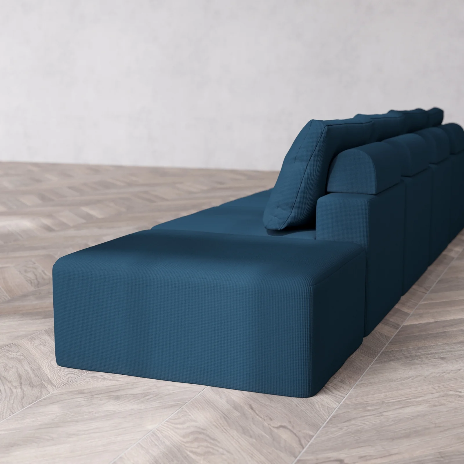 Modular Washable 4-Seater Open End Cloud + Bolster Sofa | Left-Facing Arm | Arden Weave in Lazuli - Image 6