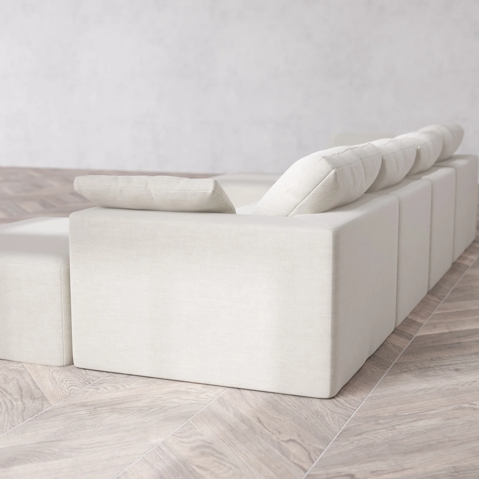 Modular Washable 4-Seater Open-Ends U Sectional Cloud Sofa | Satin Velvet in Cashew - Image 6