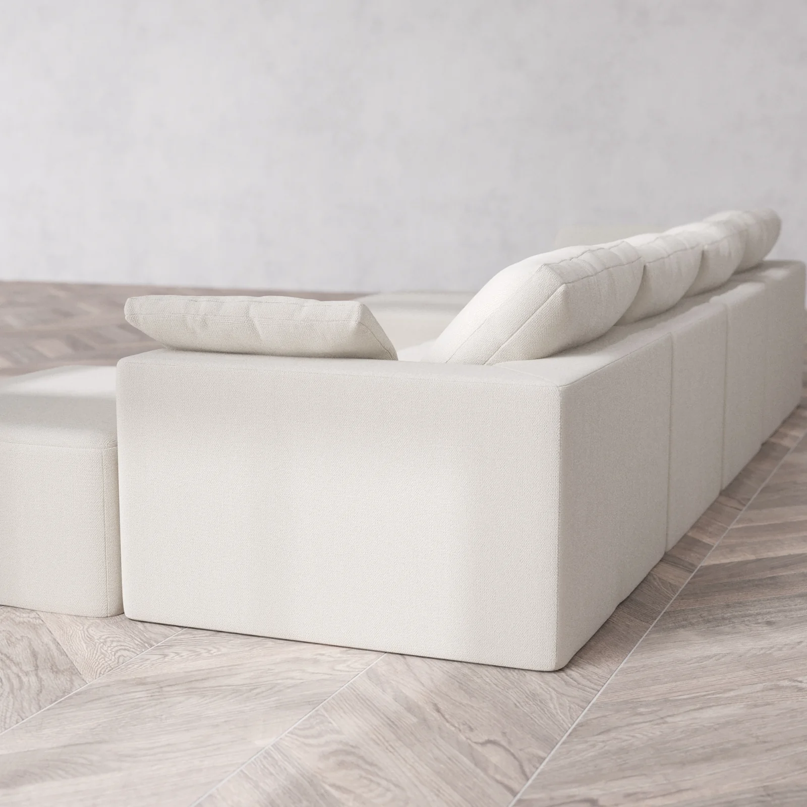 Modular Washable 4-Seater Open-Ends U Sectional Cloud Sofa | Lux Weave in Pearl - Image 6
