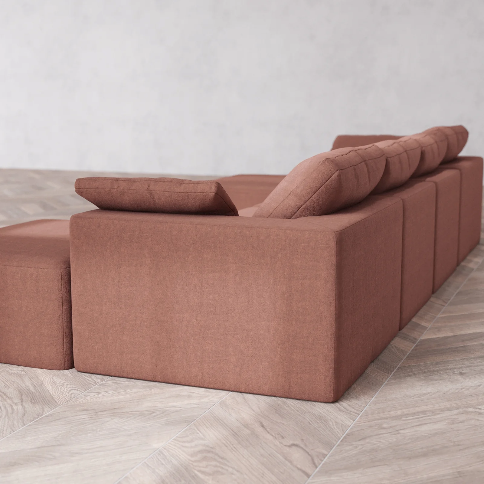 Modular Washable 4-Seater Open-Ends U Sectional Cloud Sofa | Heirloom Velvet in Sumac - Image 6