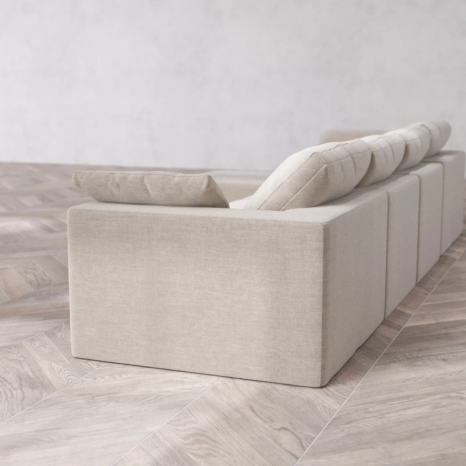 Modular Washable 4-Seater Sectional Cloud Sofa | Satin Velvet in Caraway - Image 6