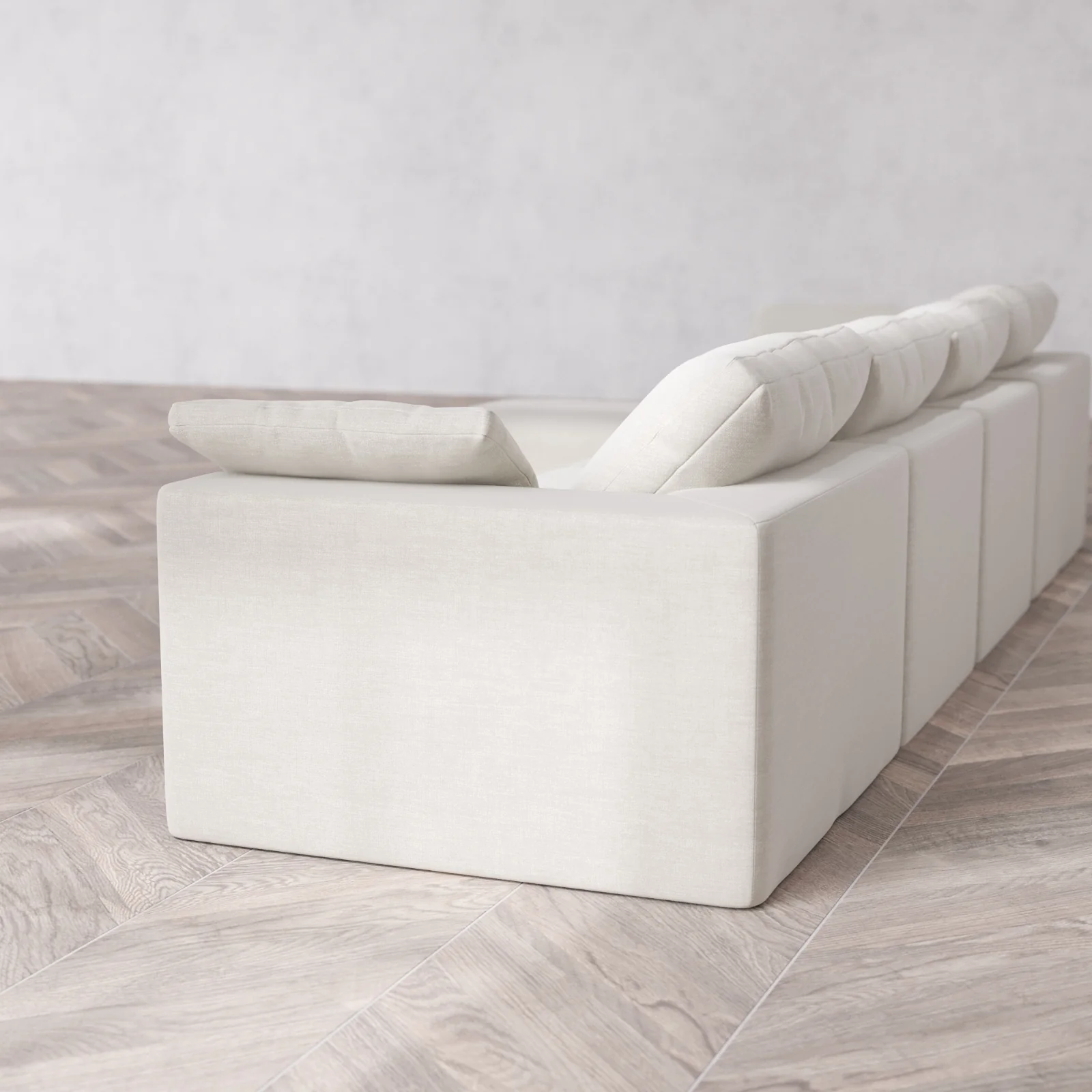 Modular Washable 4-Seater Sectional Cloud Sofa | Satin Velvet in Cashew - Image 6