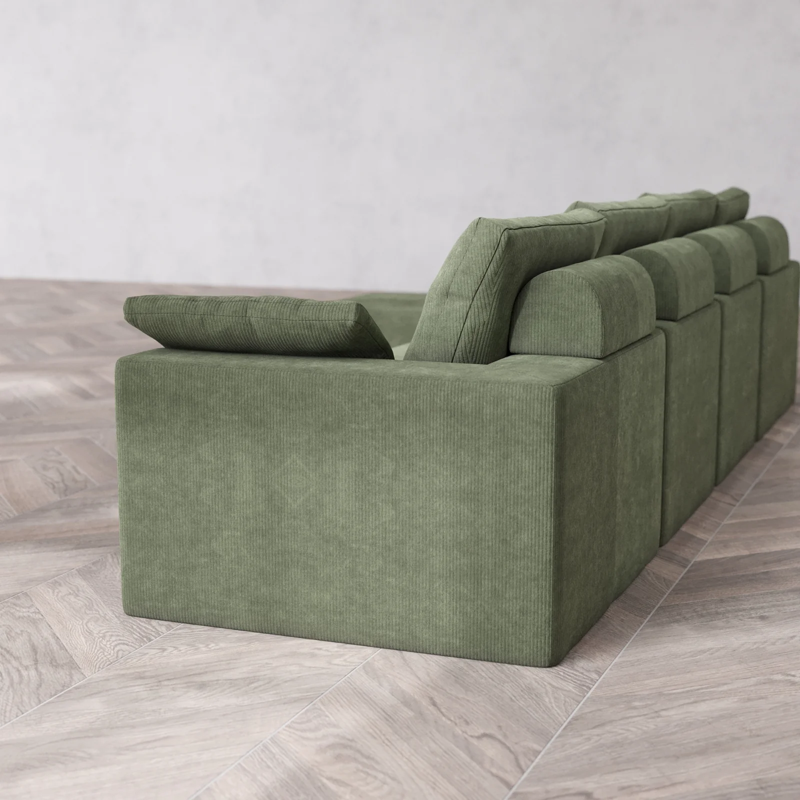 Modular Washable 4-Seater Sectional Cloud + Bolster Sofa | Luxe Corduroy in Juniper - Image 6