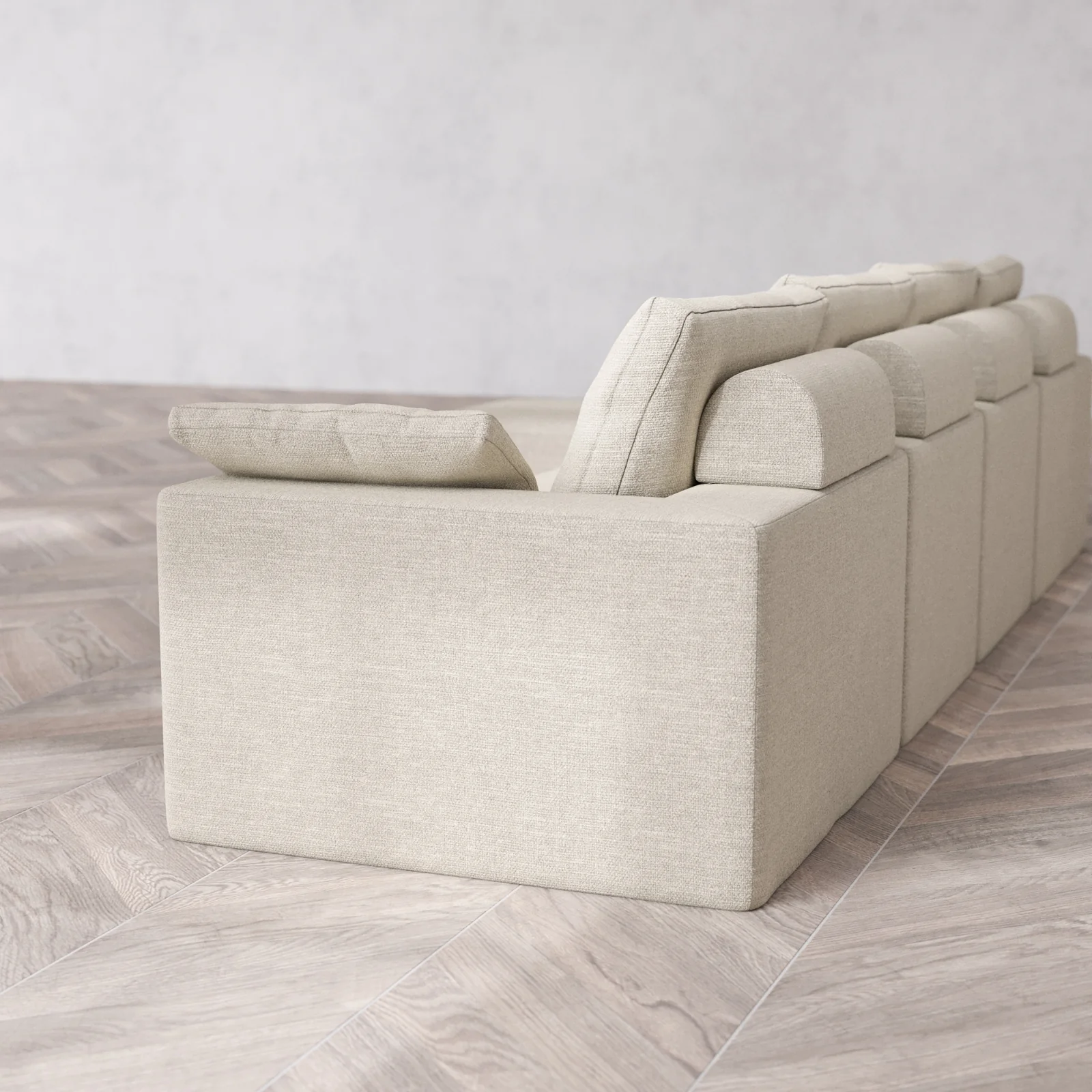 Modular Washable 4-Seater Sectional Cloud + Bolster Sofa | Plush Twill in Sandstone - Image 6