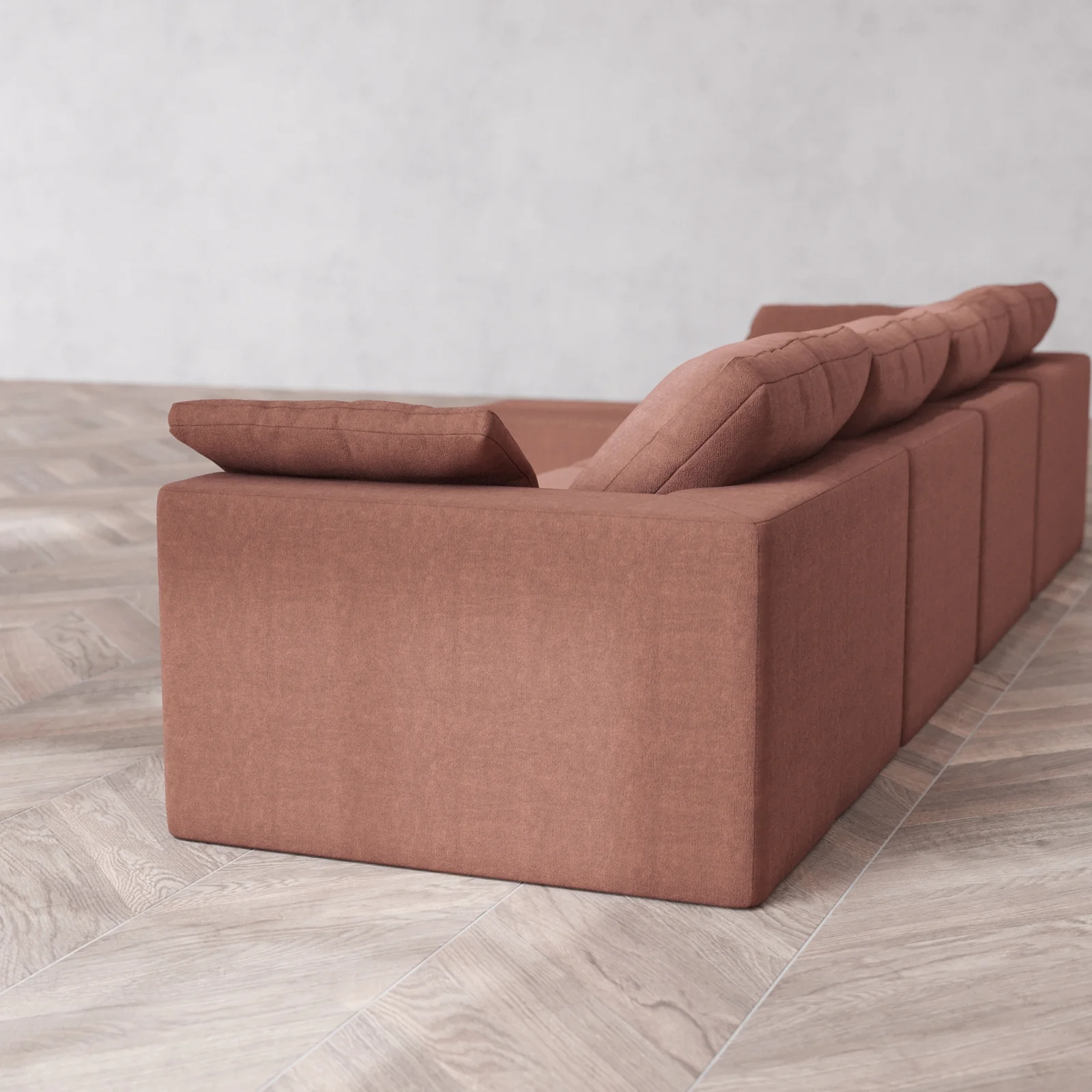Modular Washable 4-Seater Sectional Cloud Sofa | Heirloom Velvet in Sumac - Image 6