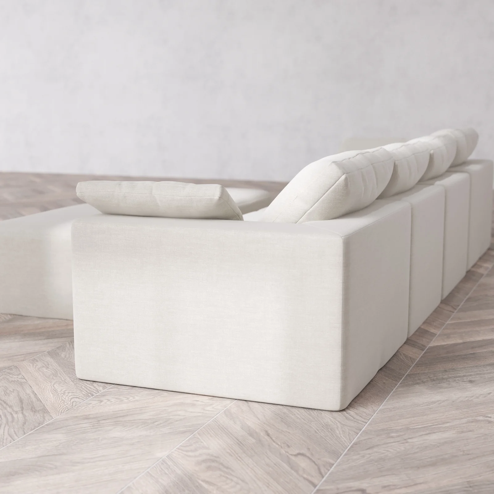 Modular Washable 4-Seater Cloud Sofa + Chaise Ottoman Bench | Satin Velvet in Cashew - Image 6