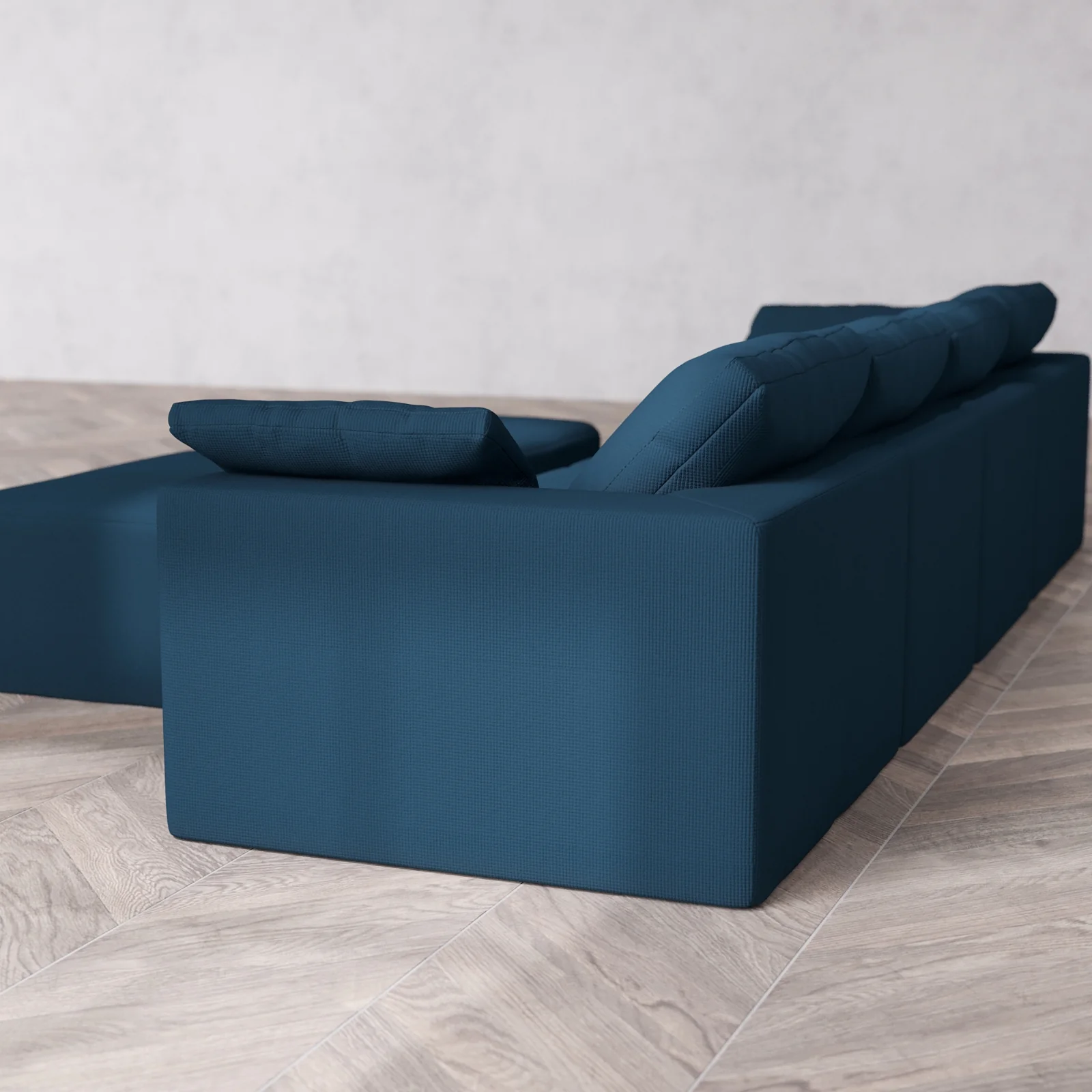 Modular Washable 4-Seater Cloud Sofa + Chaise Ottoman Bench | Arden Weave in Lazuli - Image 6