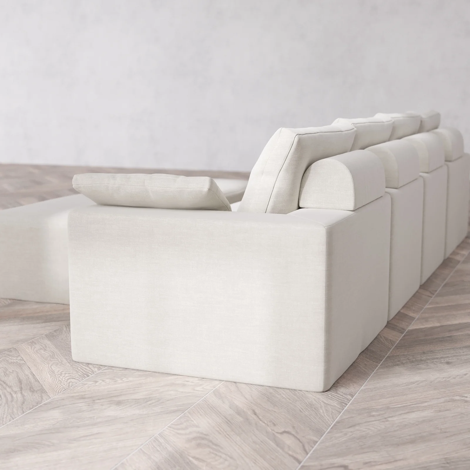 Modular Washable 4-Seater Cloud + Bolster Sofa + Chaise Ottoman Bench | Satin Velvet in Cashew - Image 6