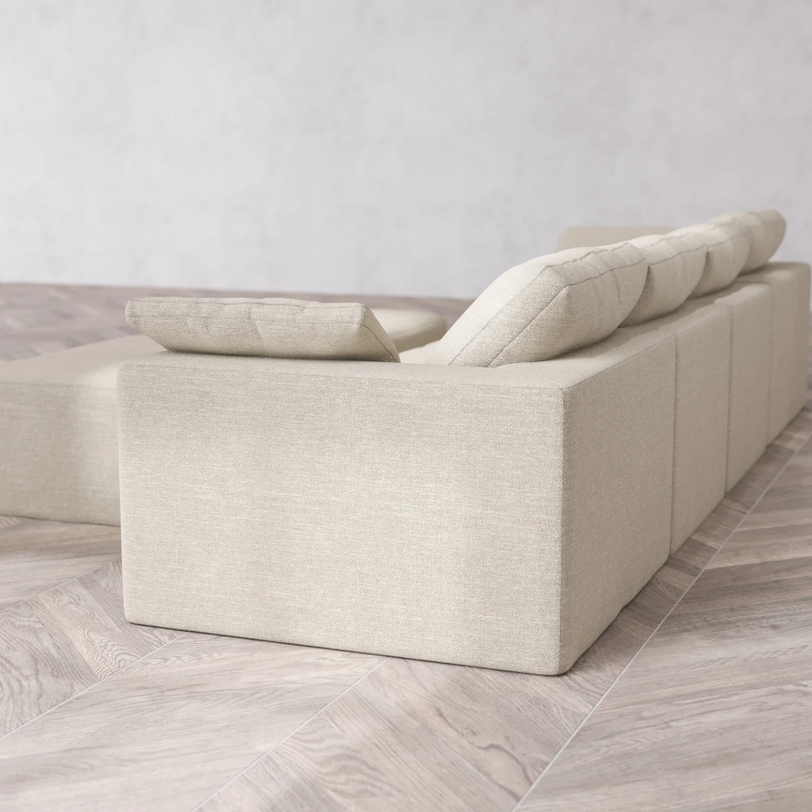 Modular Washable 4-Seater Cloud Sofa + Chaise Ottoman Bench | Plush Twill in Sandstone - Image 6