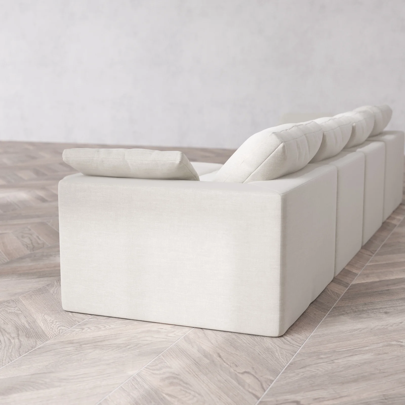 Modular Washable 4-Seater Cloud Sofa + Chaise Ottoman | Satin Velvet in Cashew - Image 6