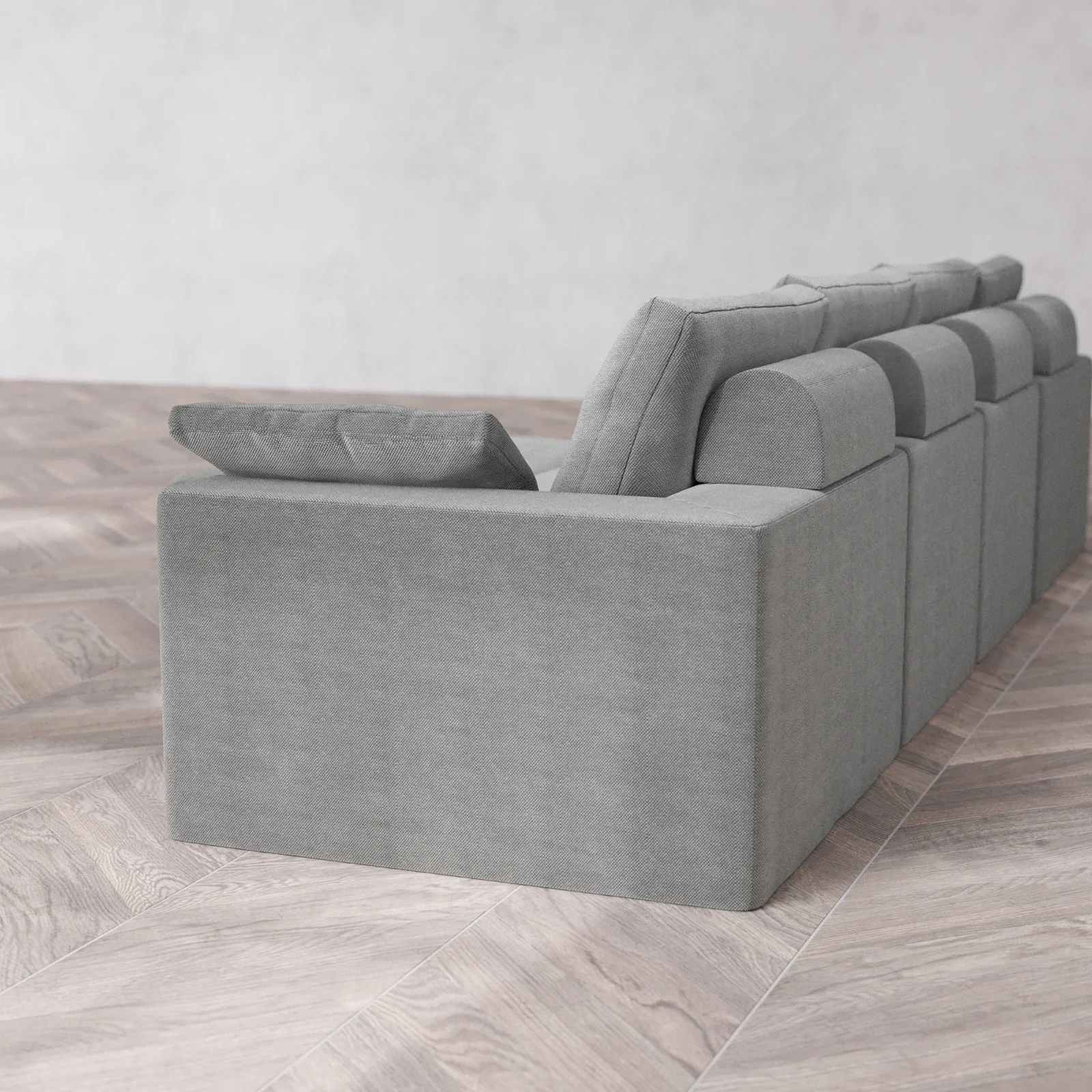 Modular Washable 4-Seater Cloud + Bolster Sofa + Chaise Ottoman | Lux Weave in Slate - Image 6