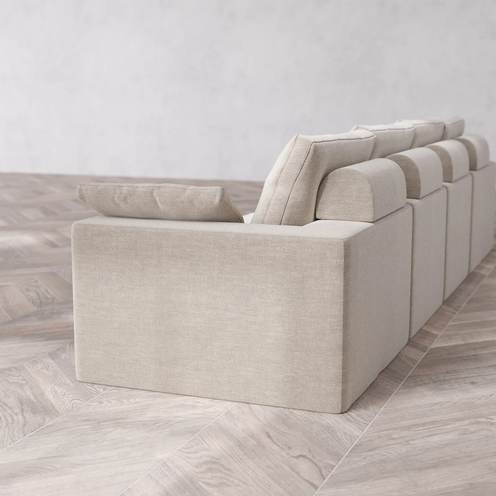 Modular Washable 4-Seater Cloud + Bolster Sofa | Satin Velvet in Caraway - Image 6