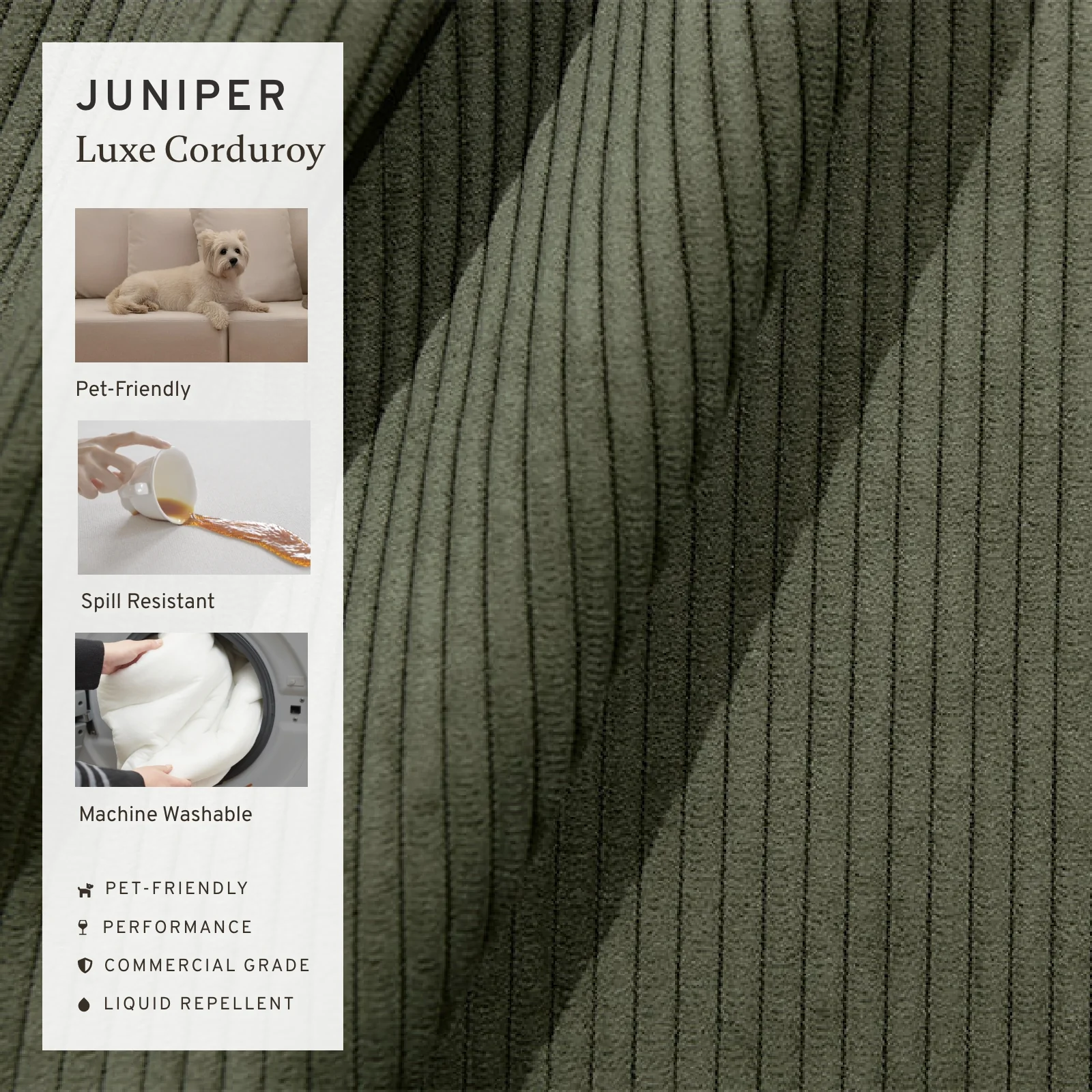 Modular Washable 4-Seater Cloud + Bolster Sofa | Luxe Corduroy in Juniper - Image 3