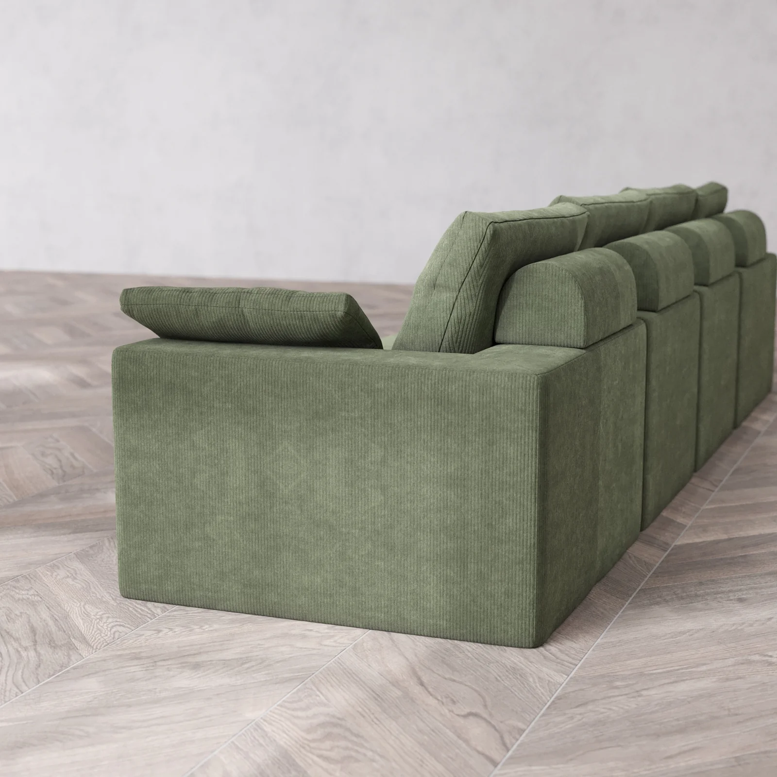 Modular Washable 4-Seater Cloud + Bolster Sofa | Luxe Corduroy in Juniper - Image 6