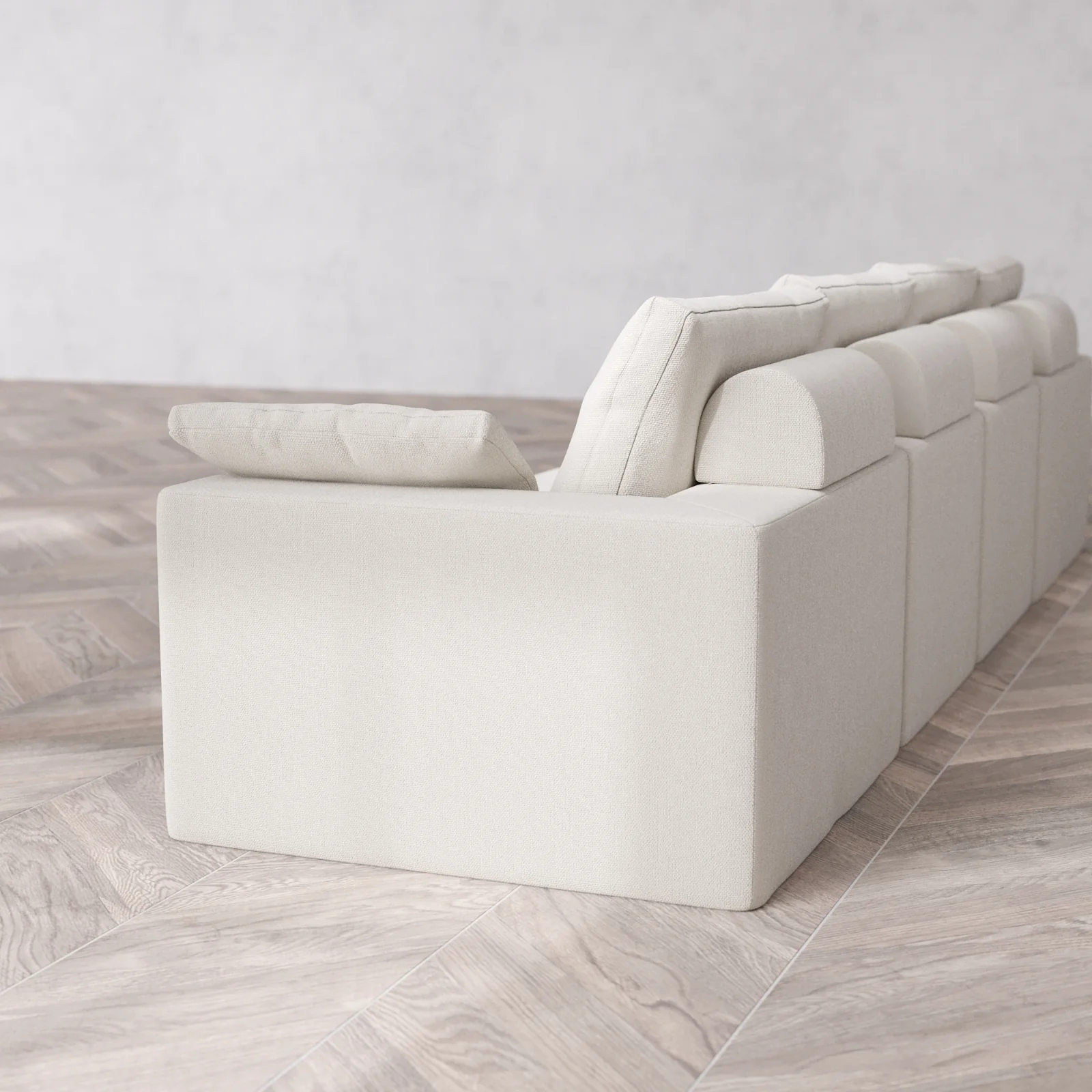 Modular Washable 4-Seater Cloud + Bolster Sofa | Lux Weave in Pearl - Image 6