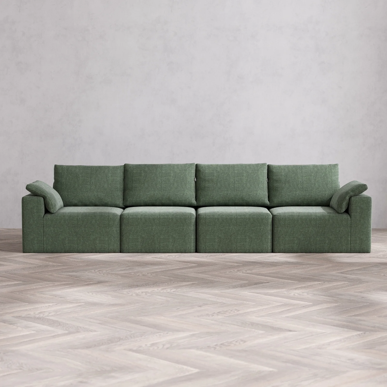 Modular Washable 4-Seater Cloud + Bolster Sofa | Heirloom Velvet in Sage