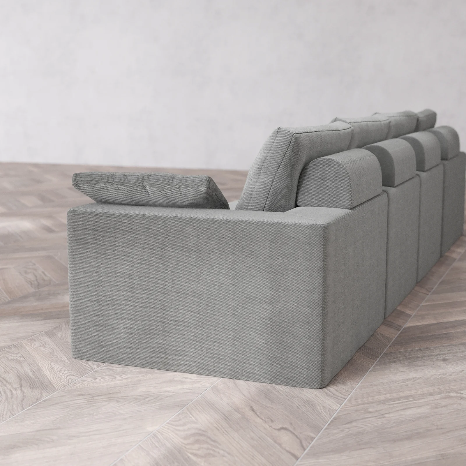 Modular Washable 4-Seater Cloud + Bolster Sofa | Lux Weave in Slate - Image 6