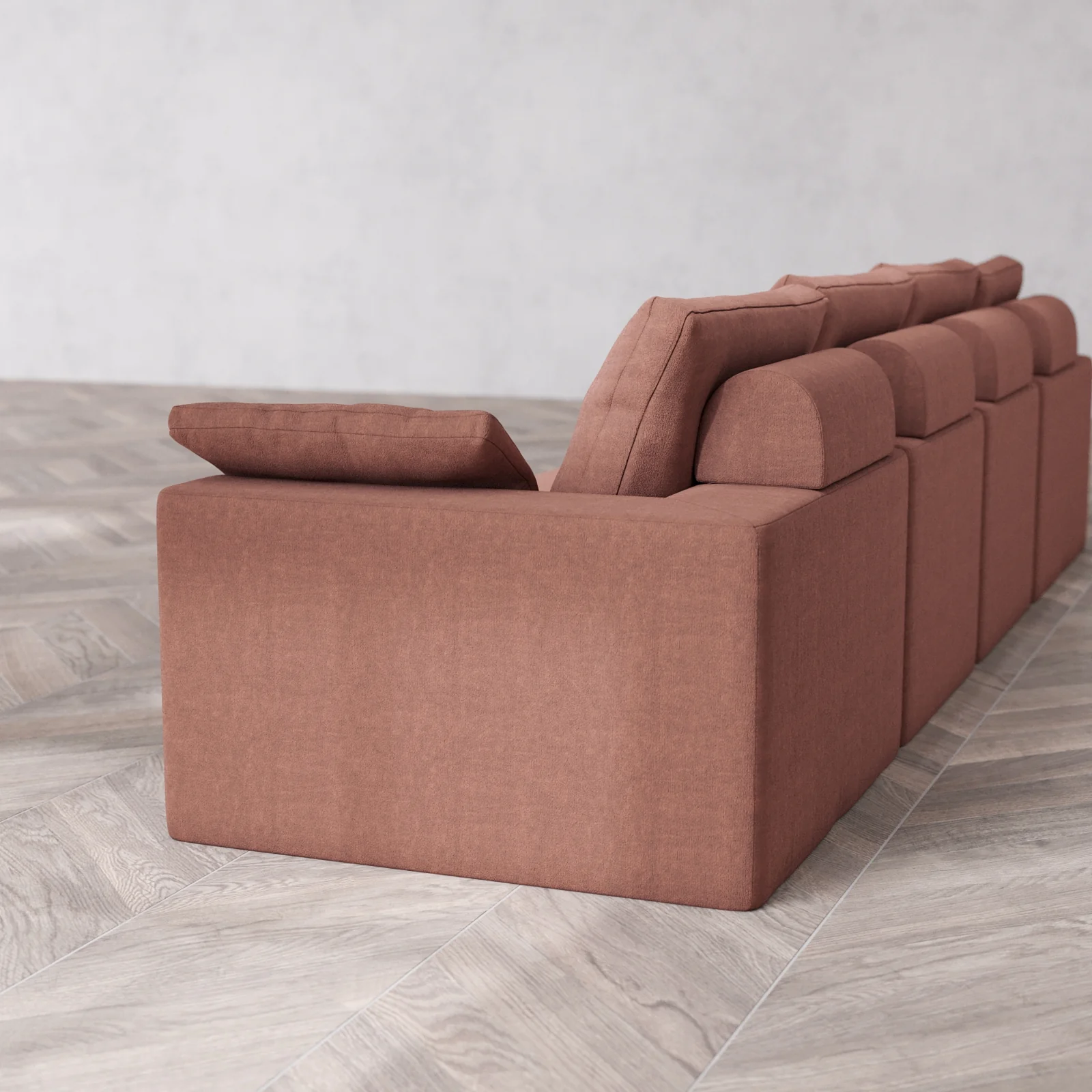 Modular Washable 4-Seater Cloud + Bolster Sofa | Heirloom Velvet in Sumac - Image 6