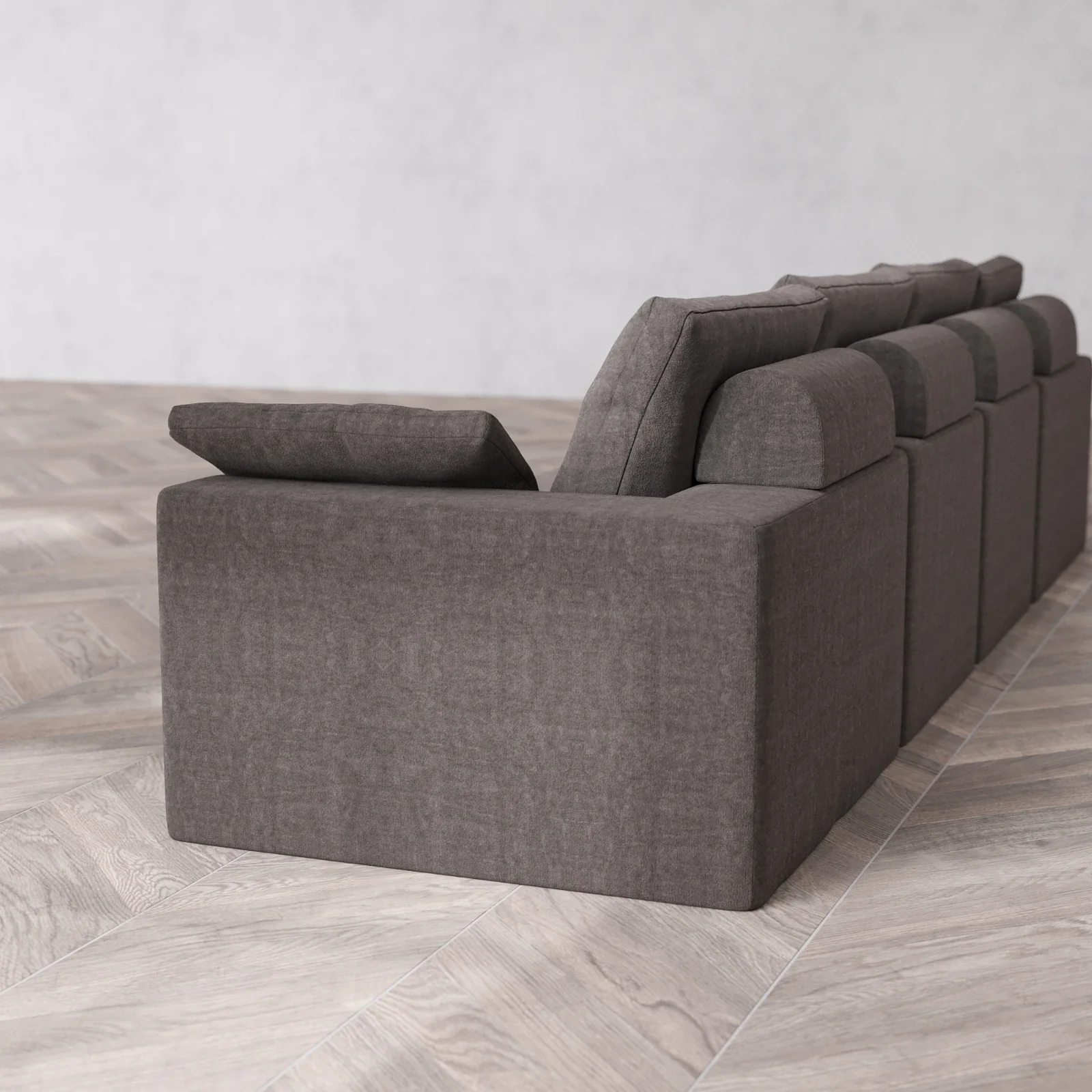 Modular Washable 4-Seater Cloud + Bolster Sofa | Heirloom Velvet in Truffle - Image 6