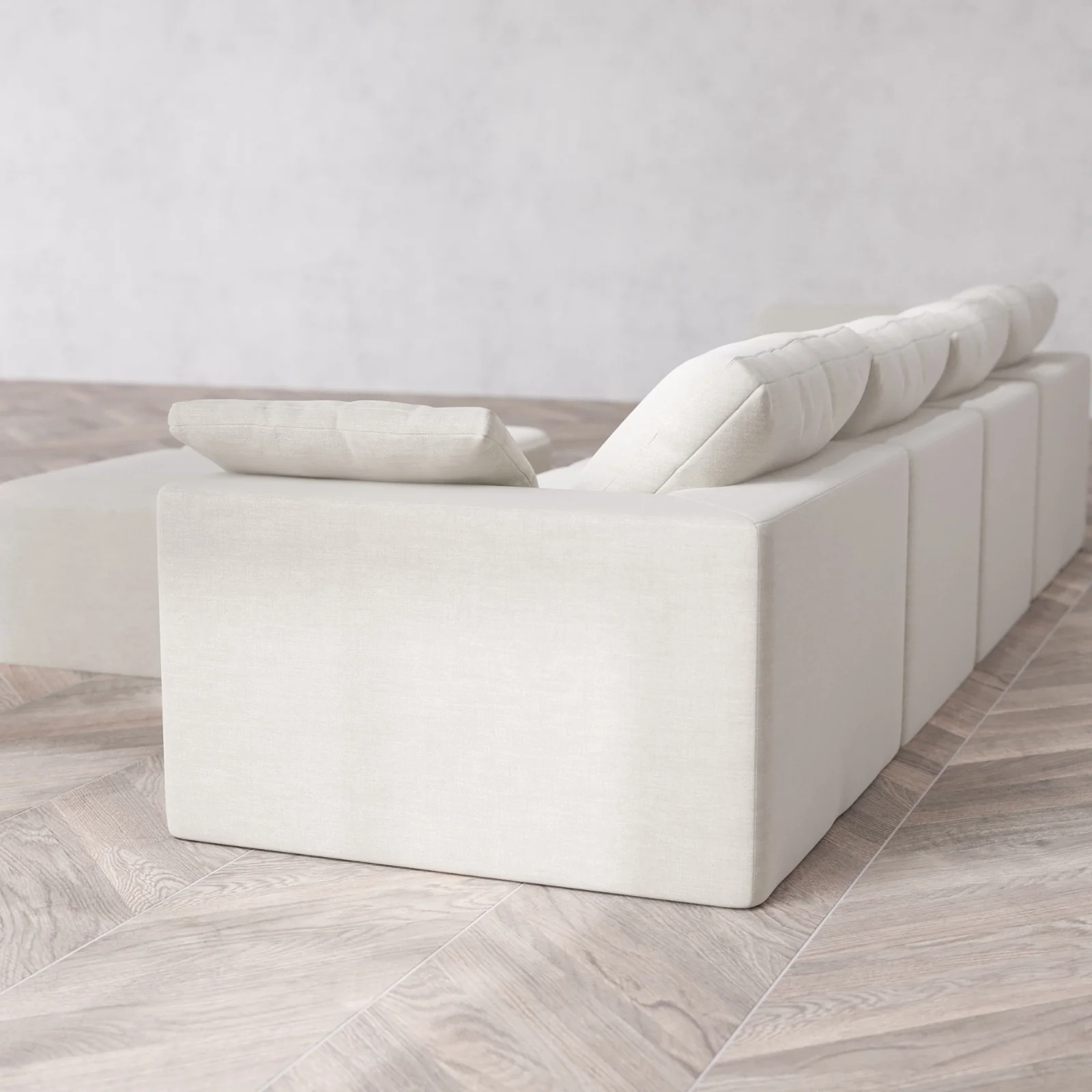 Modular Washable 4-Seater Cloud Sofa + Ottoman Bench | Satin Velvet in Cashew - Image 6