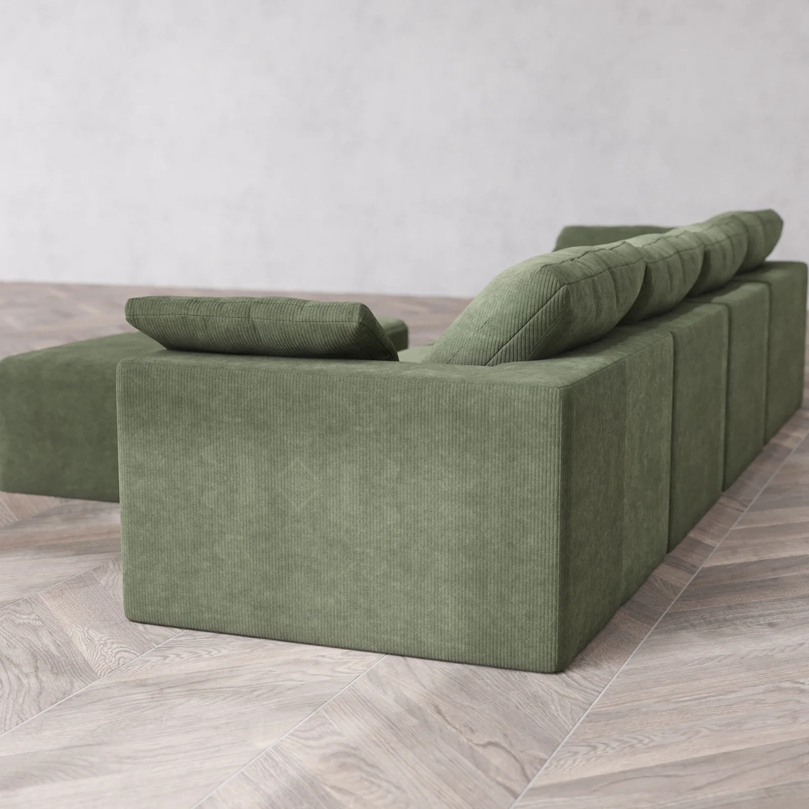 Modular Washable 4-Seater Cloud Sofa + Ottoman Bench | Luxe Corduroy in Juniper - Image 6
